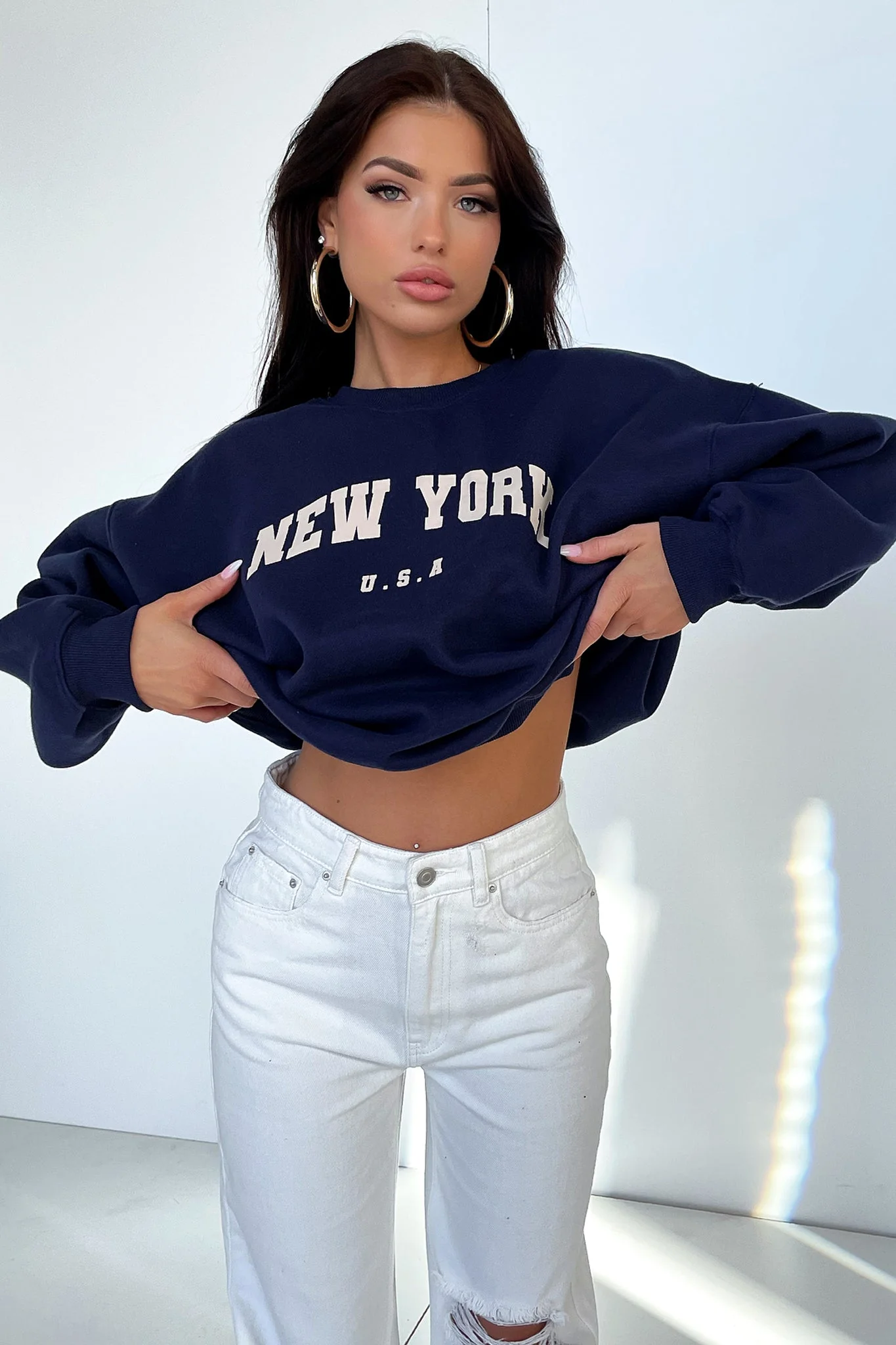 Varski Semi-Wide Leg Jeans - White - XNAUWBI