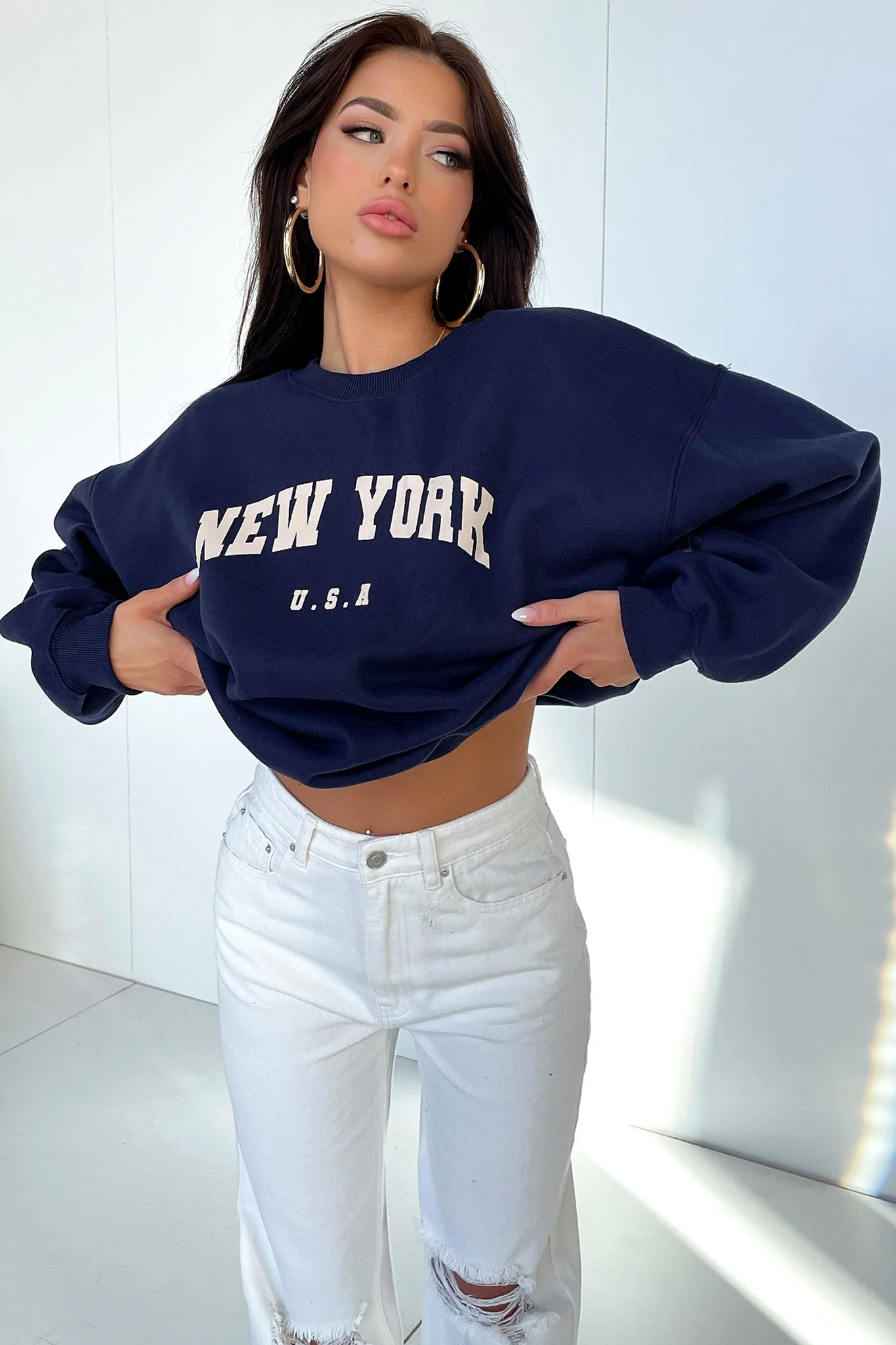 Varski Semi-Wide Leg Jeans - White - XNAUWBI