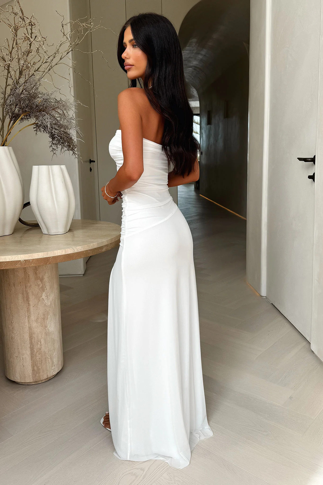 Renesmee Strapless Maxi Dress - White - XNAUWBI