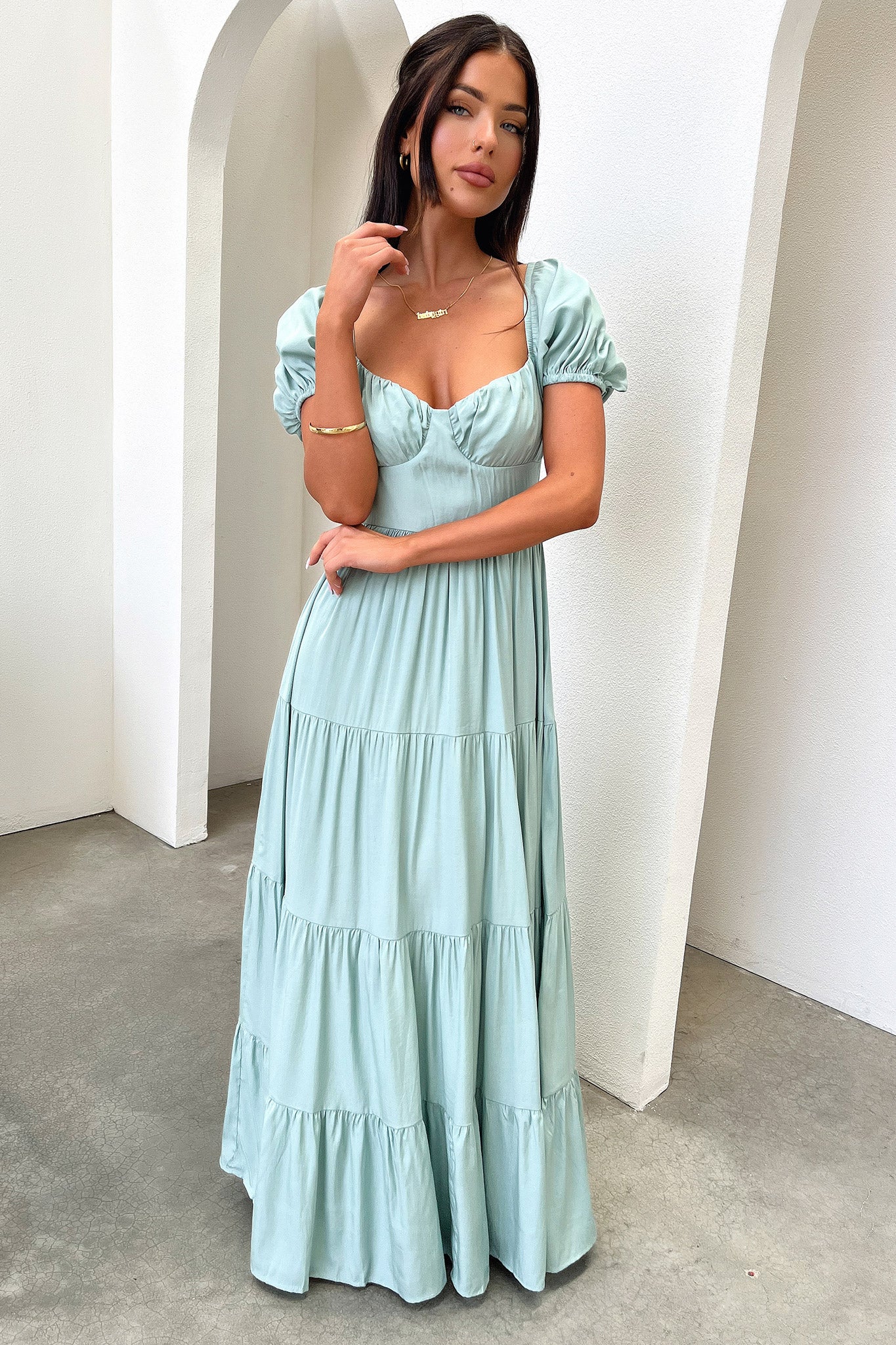 Levona Maxi Dress - Sage - XNAUWBI