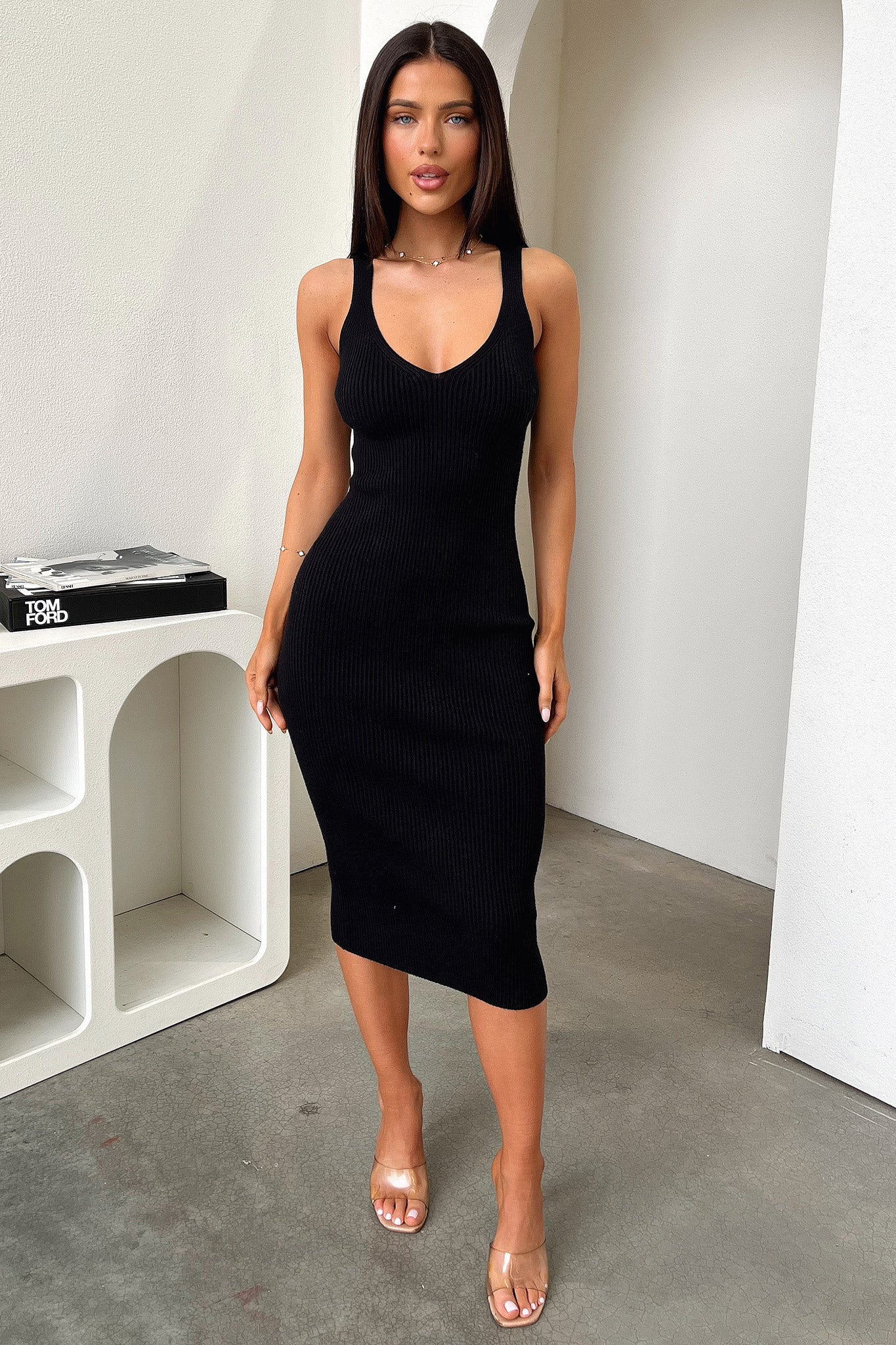 Tamarisa Midi Dress - Black - XNAUWBI