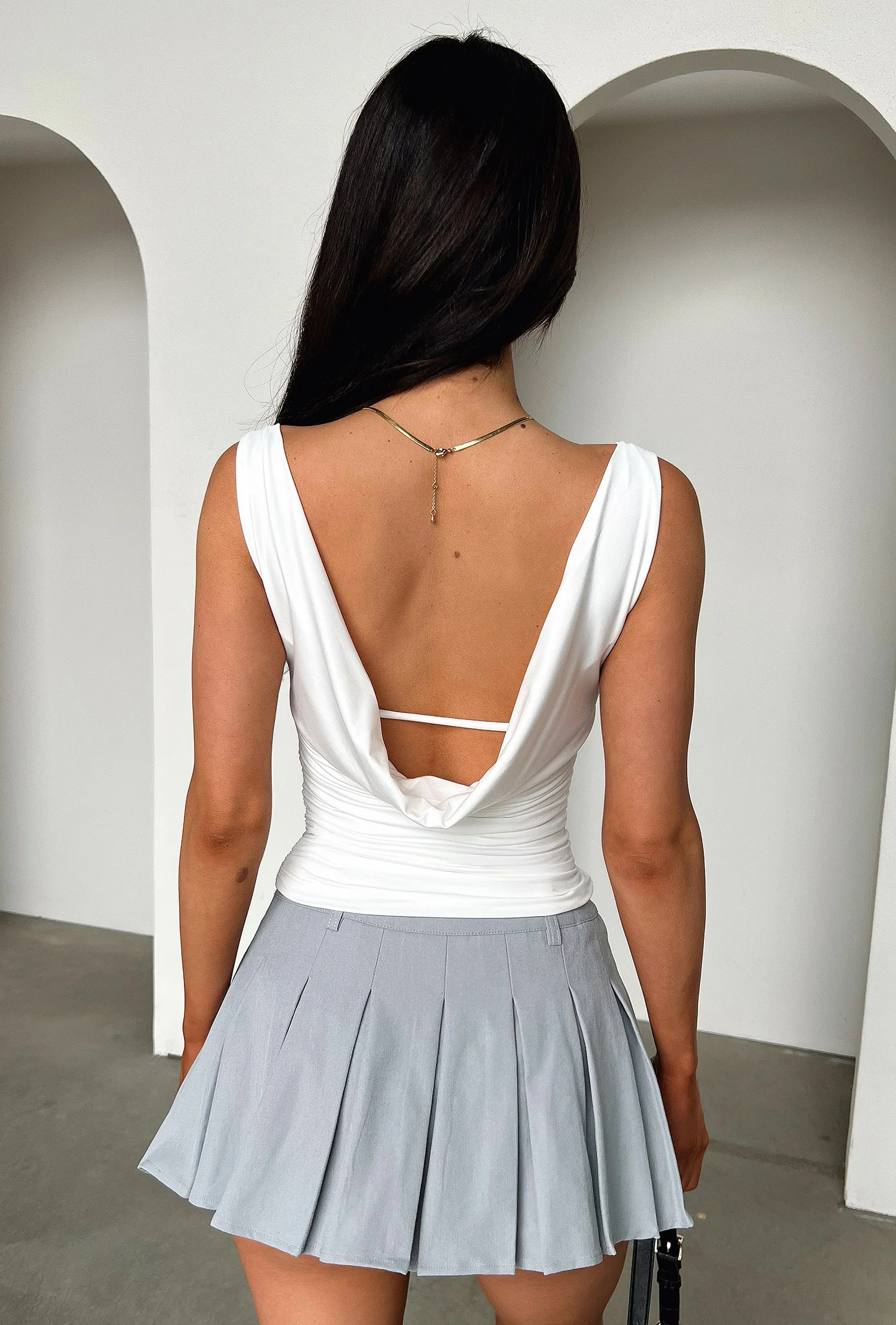 Wren Pleated Mini Skirt - Grey - XNAUWBI