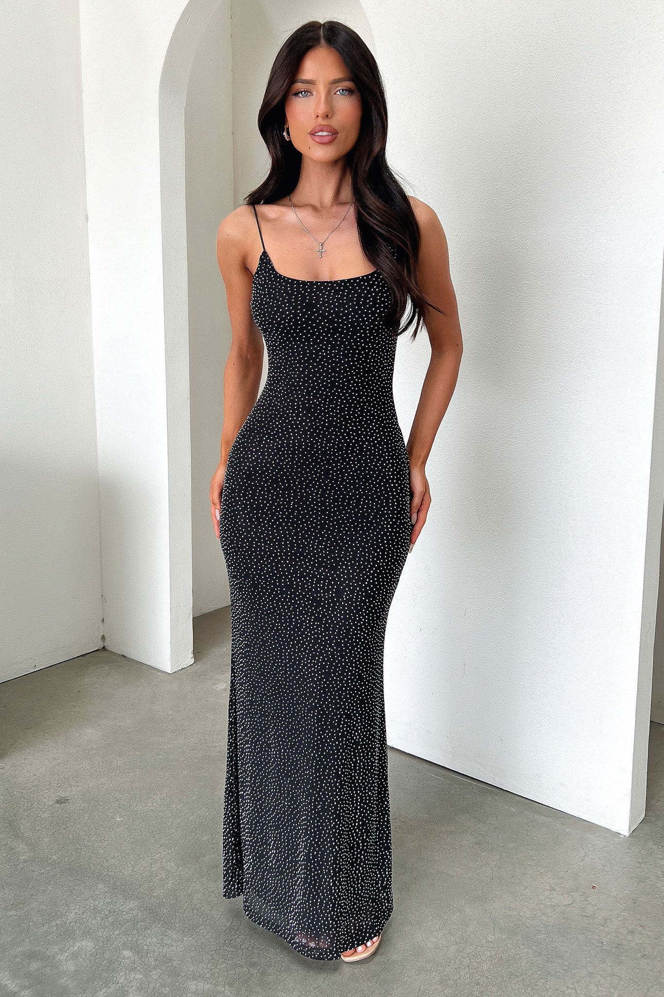 Nalani Embellished Maxi Dress - Black - XNAUWBI