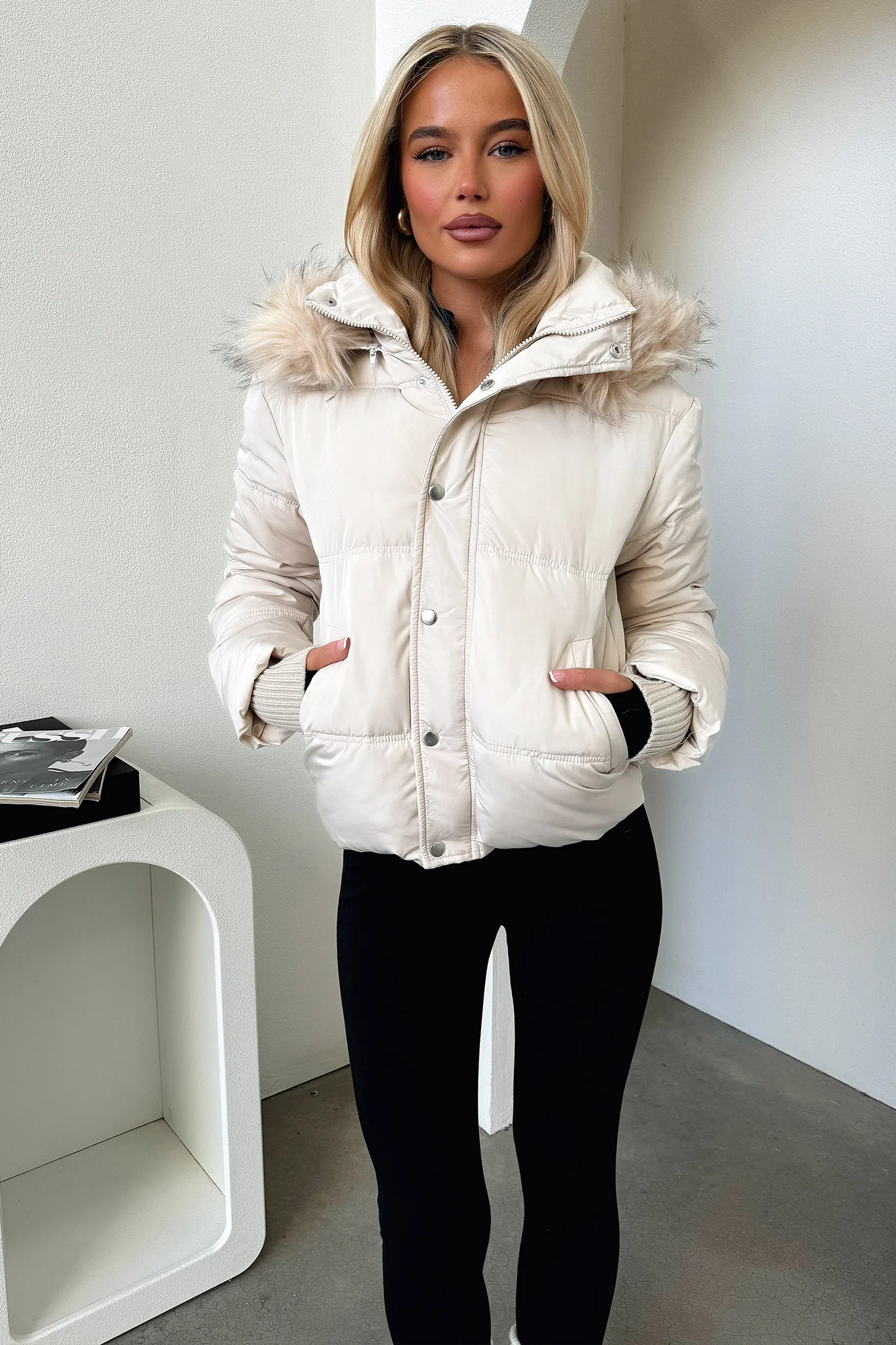 Coleman Puffer Jacket - Bone - XNAUWBI