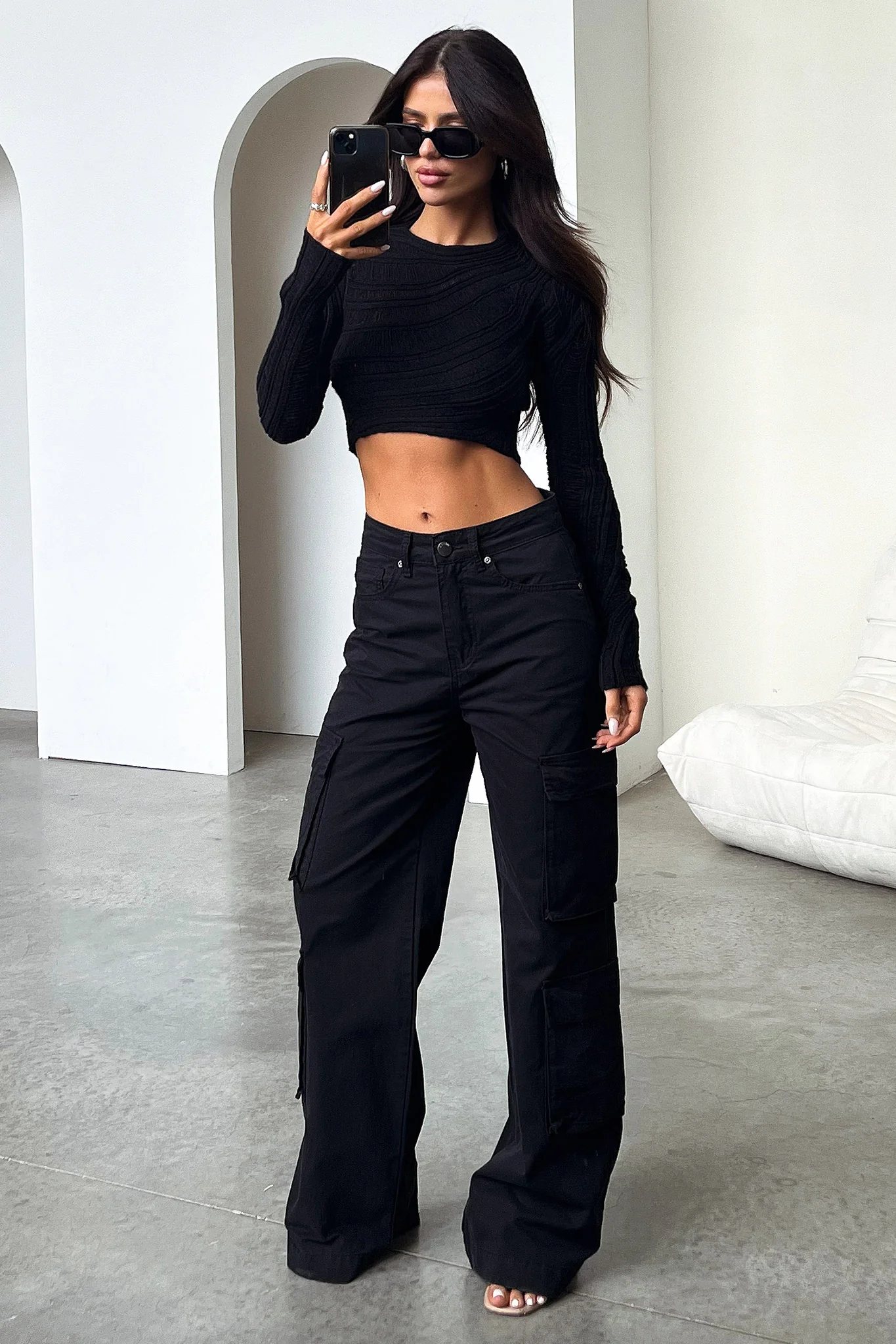 Alyssa Cargo Pants - Black - XNAUWBI