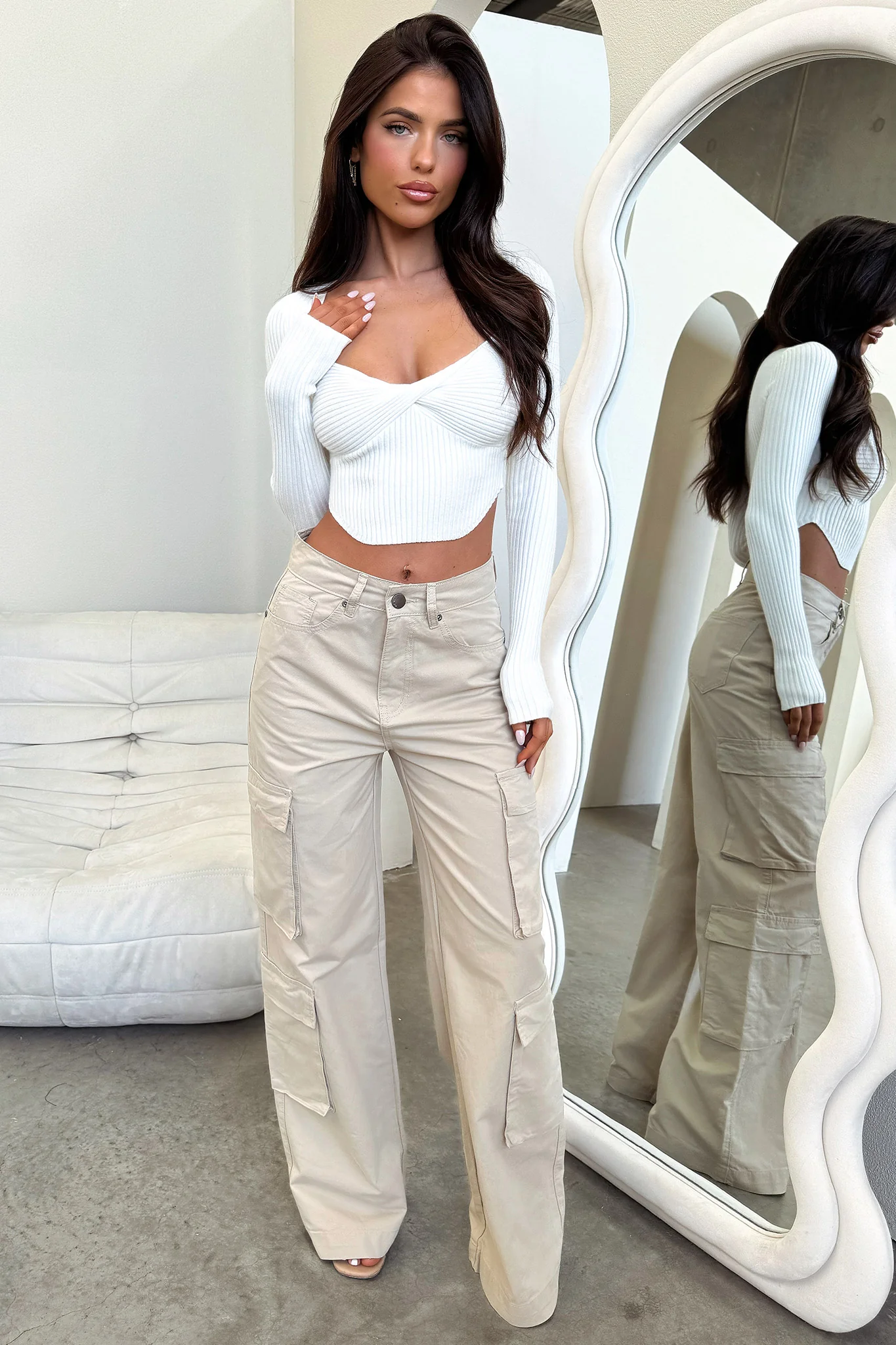 Alyssa Cargo Pants - Beige - XNAUWBI