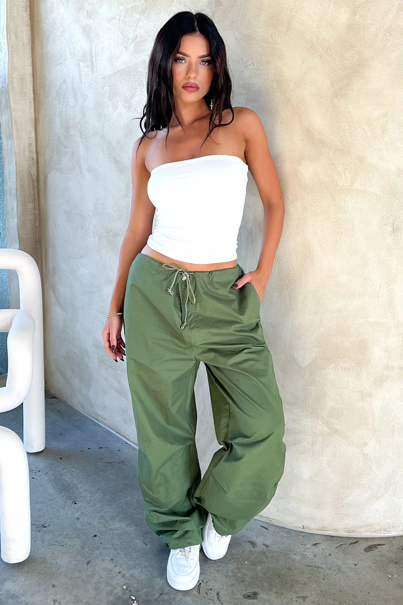 Millana Parachute Pants - Khaki - XNAUWBI
