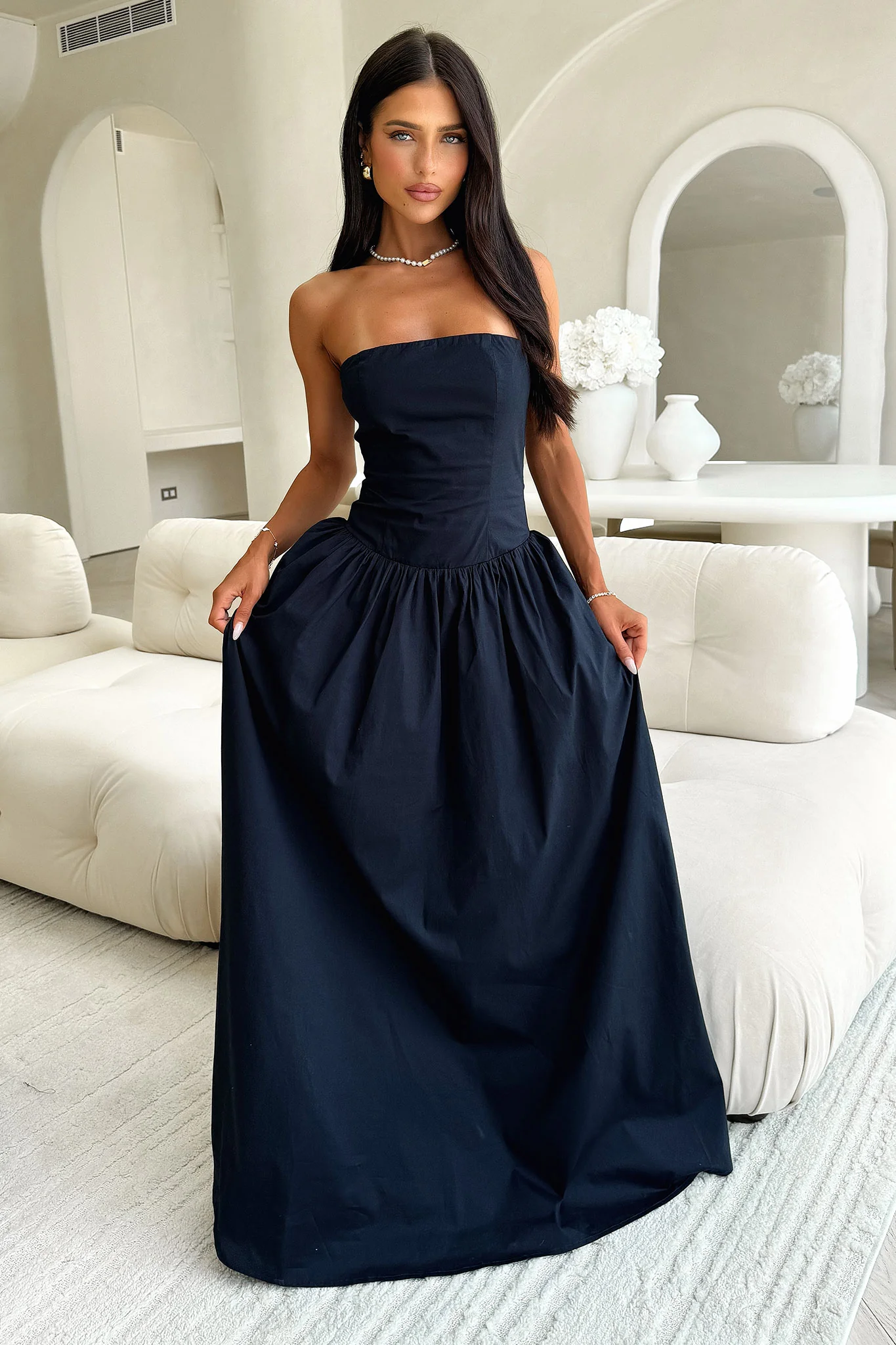 Iridessa Strapless Maxi Dress - Navy - XNAUWBI