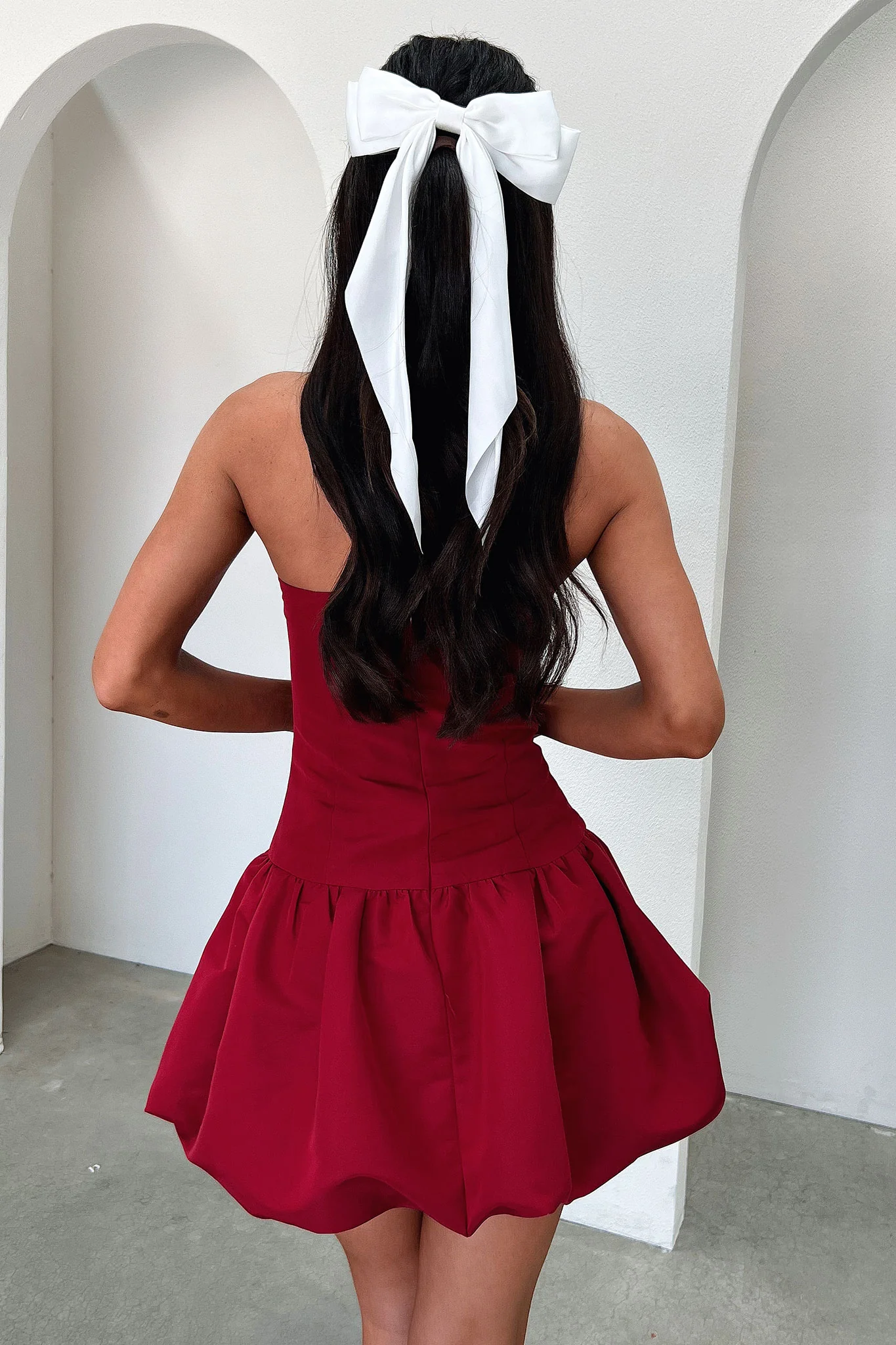 Kloe Bubble Skirt Strapless Mini Dress - Burgundy - XNAUWBI