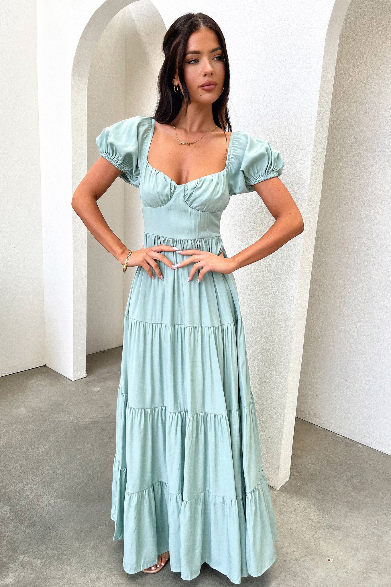 Levona Maxi Dress - Sage - XNAUWBI