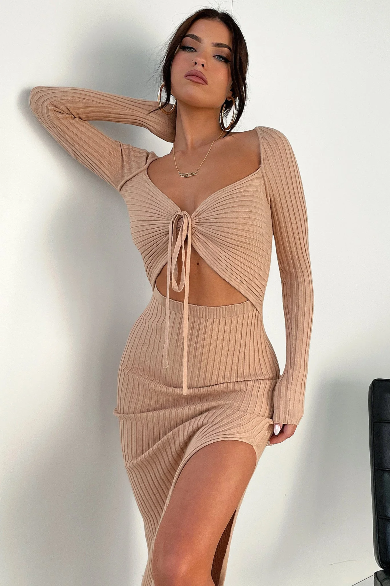 Julius Midi Dress - Tan - XNAUWBI