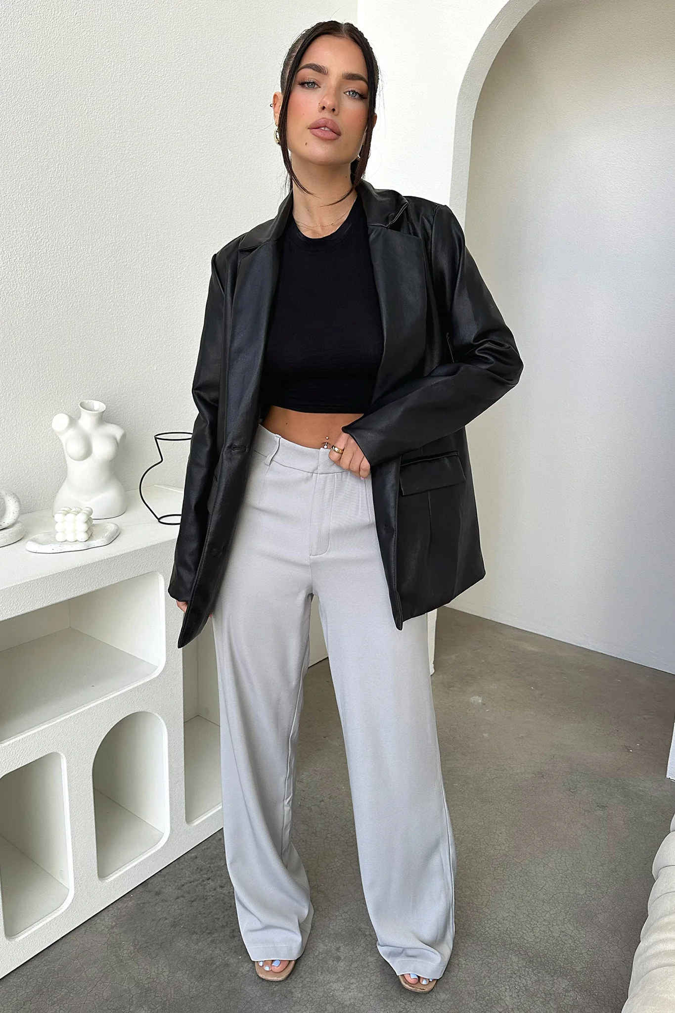 Alaric High Rise Pants - Grey - XNAUWBI