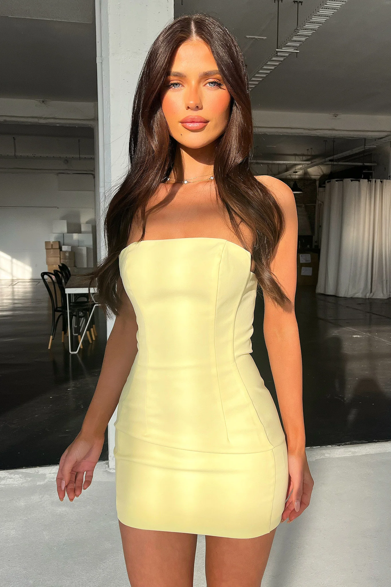 Marlo Strapless Mini Dress - Yellow - XNAUWBI