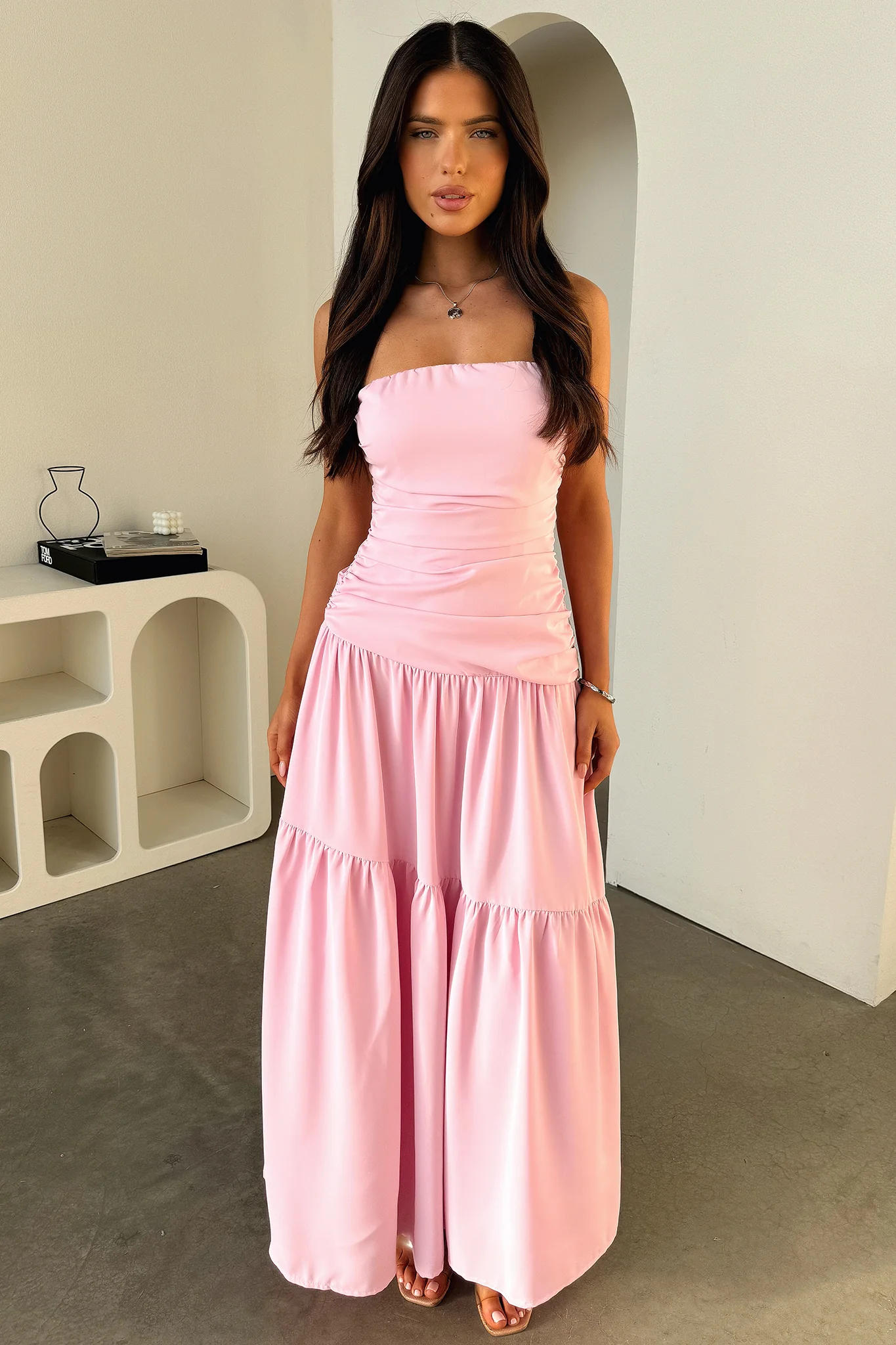 Charlotte Strapless Maxi Dress - Pink - XNAUWBI