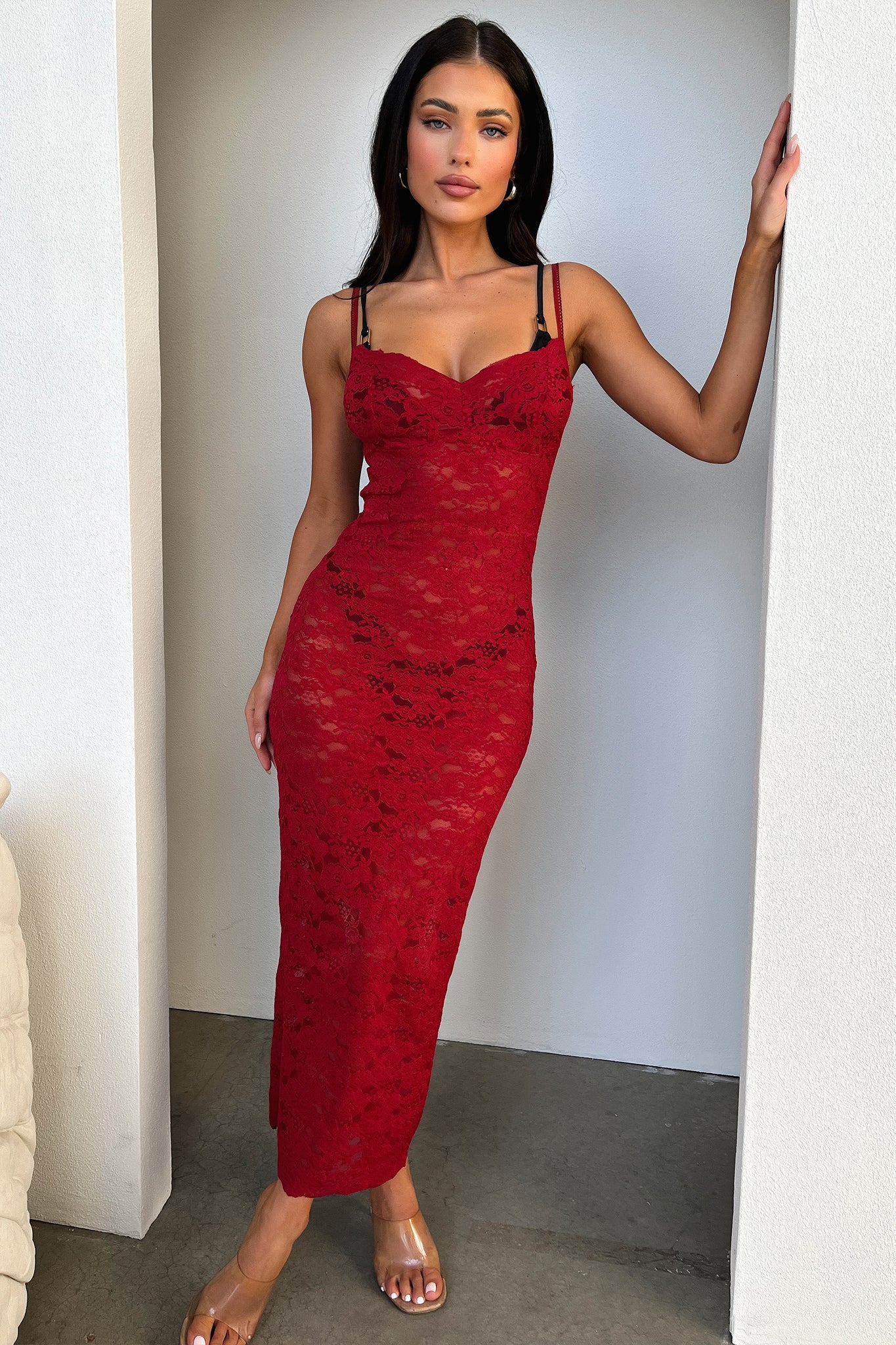 Destiny Midi Dress - Red - XNAUWBI