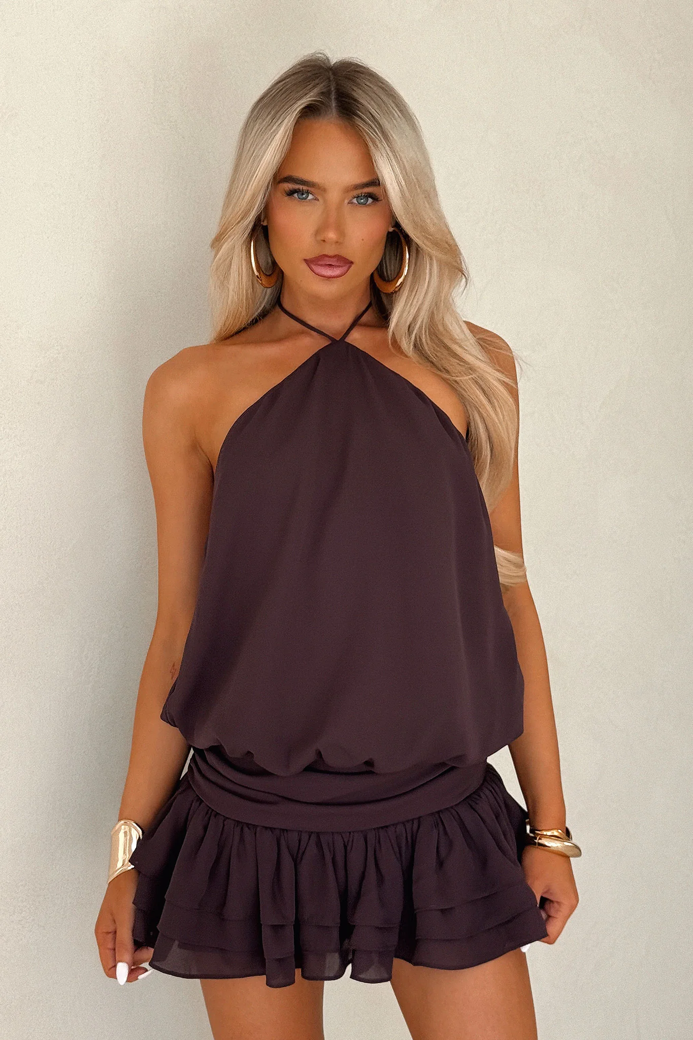 Latina Open Back Mini Dress - Plum - XNAUWBI