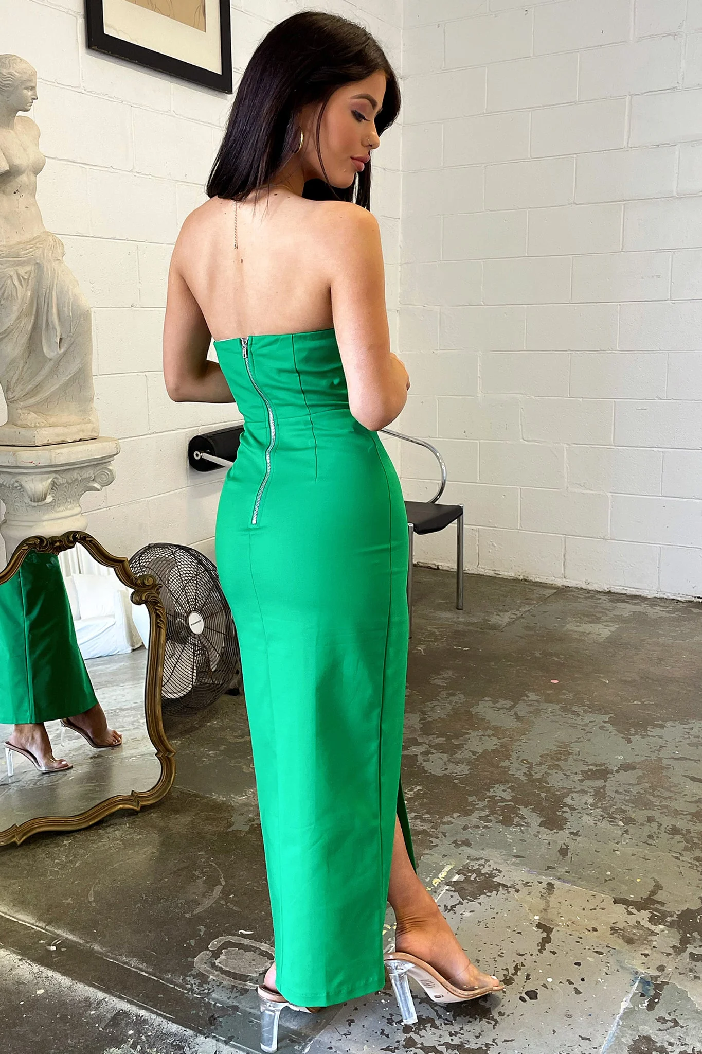 Lane Strapless Maxi Dress - Green - XNAUWBI