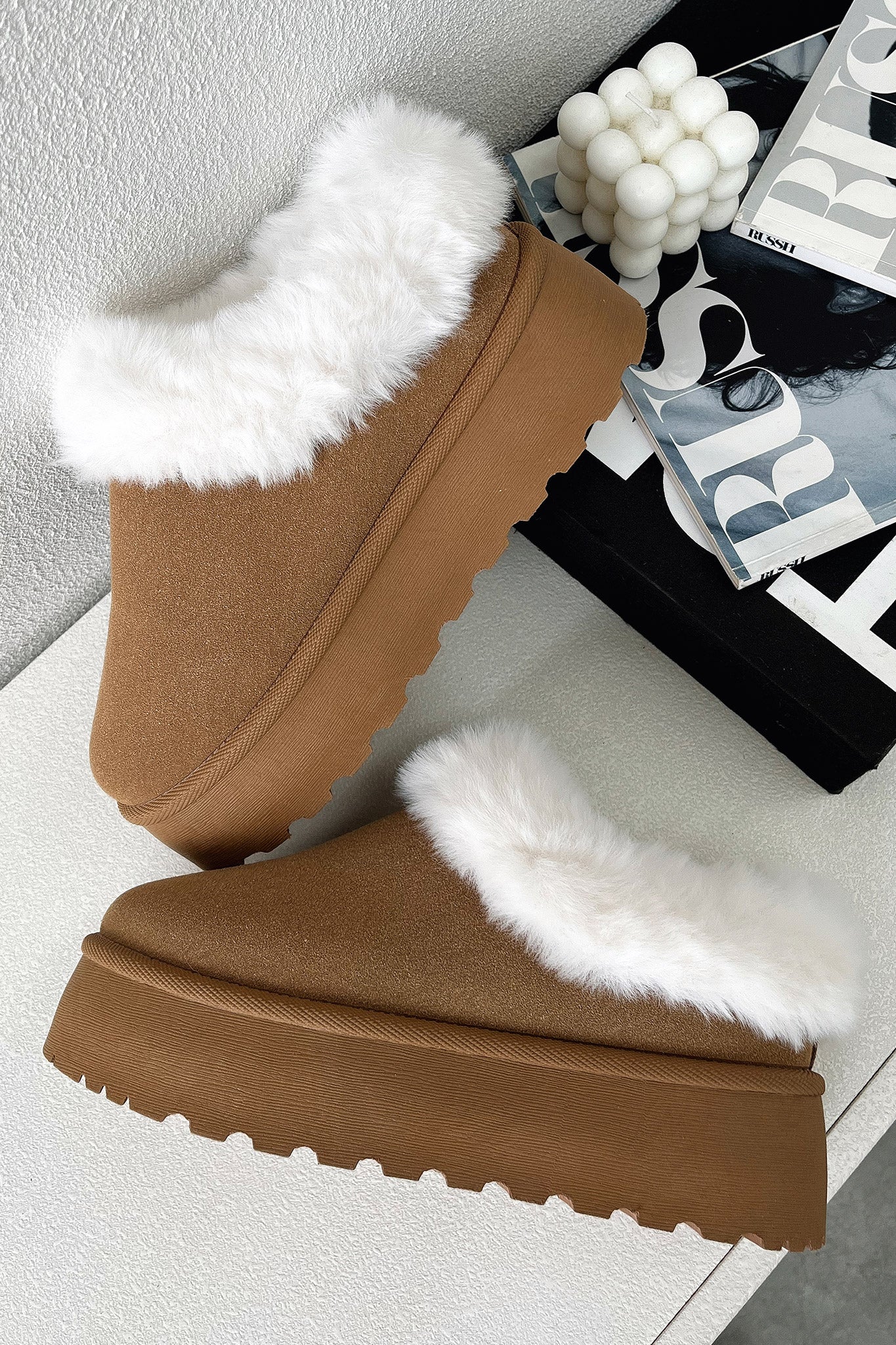 Elani Platform Slippers - Chestnut - XNAUWBI