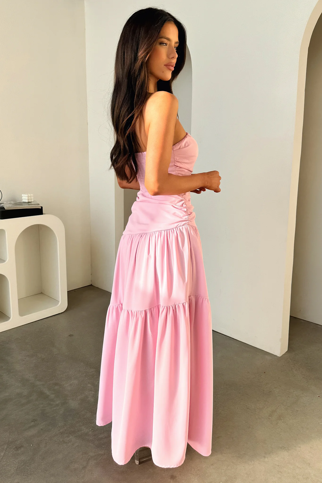 Charlotte Strapless Maxi Dress - Pink - XNAUWBI