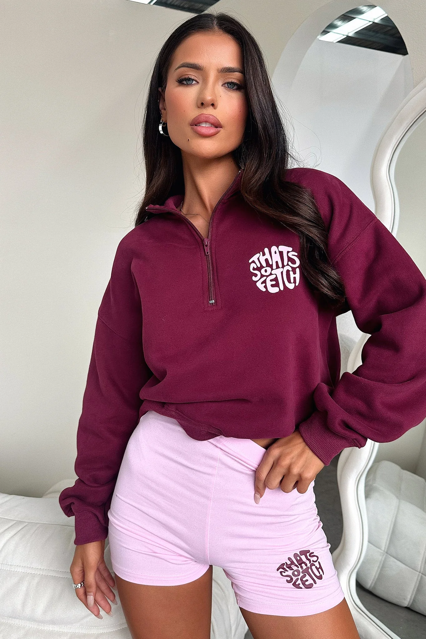 Beckham Half Zip Sweater - Burgundy - XNAUWBI