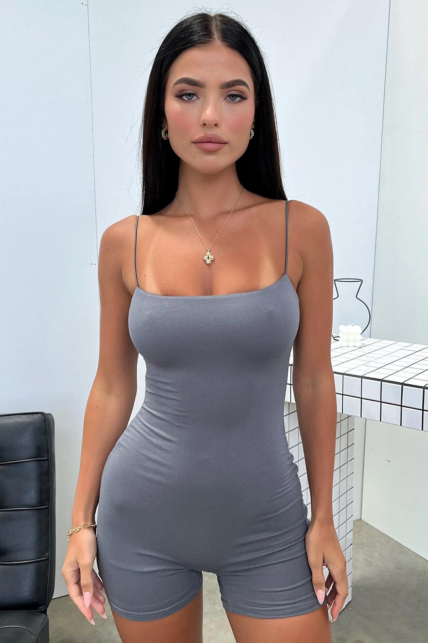 Mace Playsuit - Charcoal - XNAUWBI