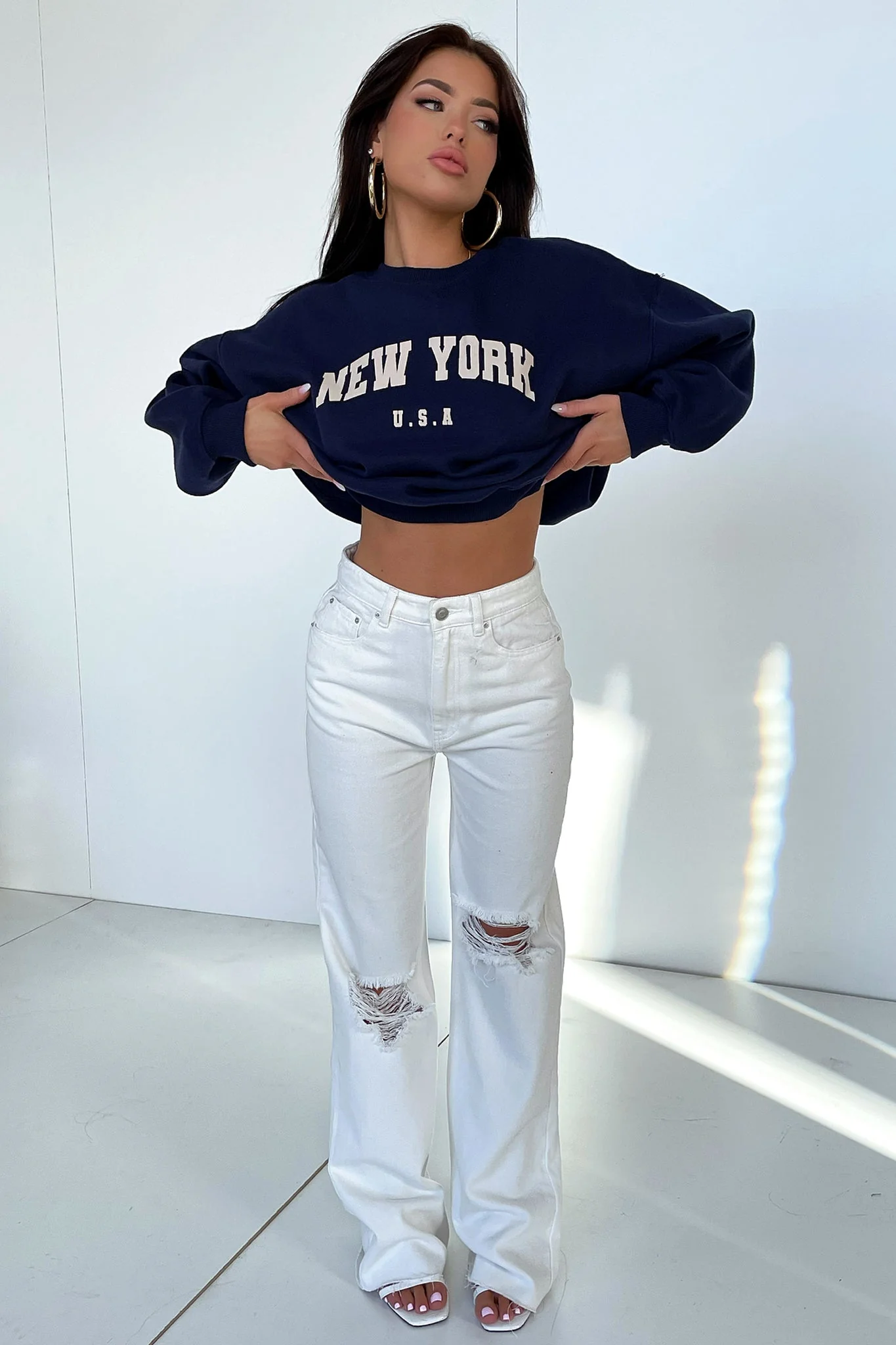 Varski Semi-Wide Leg Jeans - White - XNAUWBI