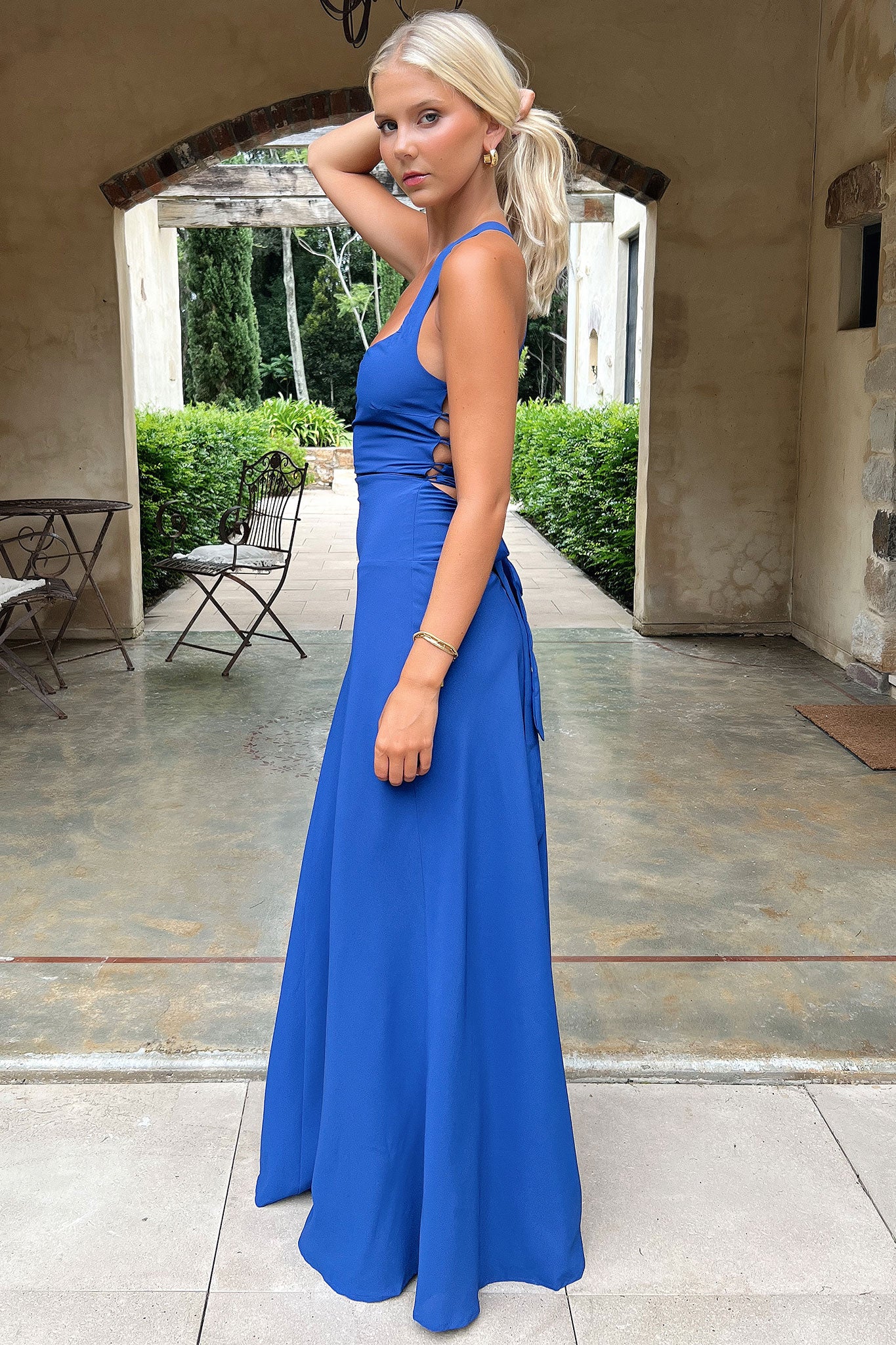 Alara Lace-Up Back Dress - Navy - XNAUWBI