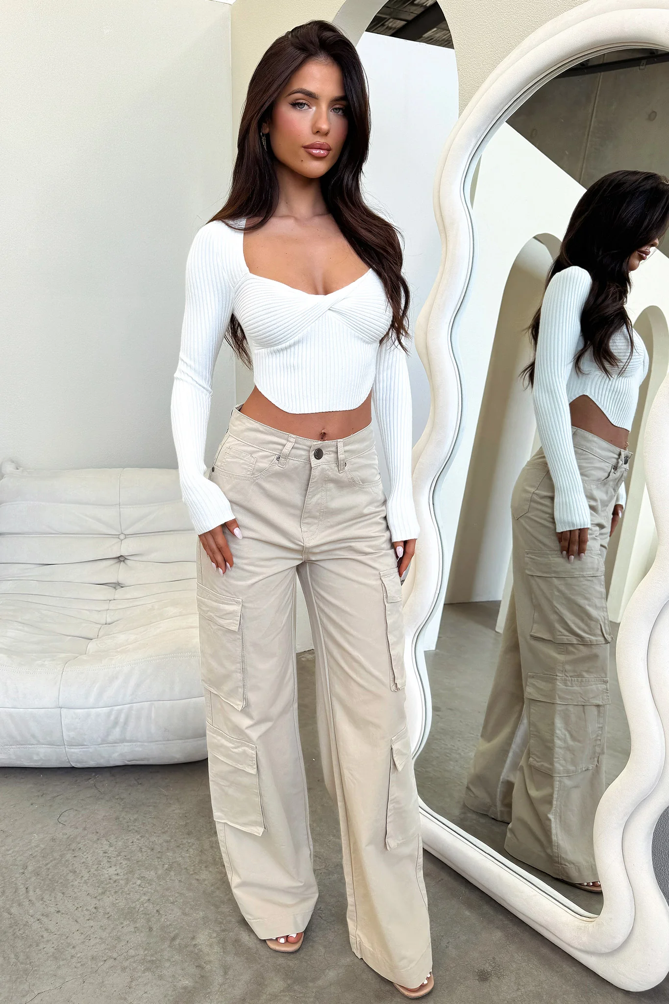 Alyssa Cargo Pants - Beige - XNAUWBI
