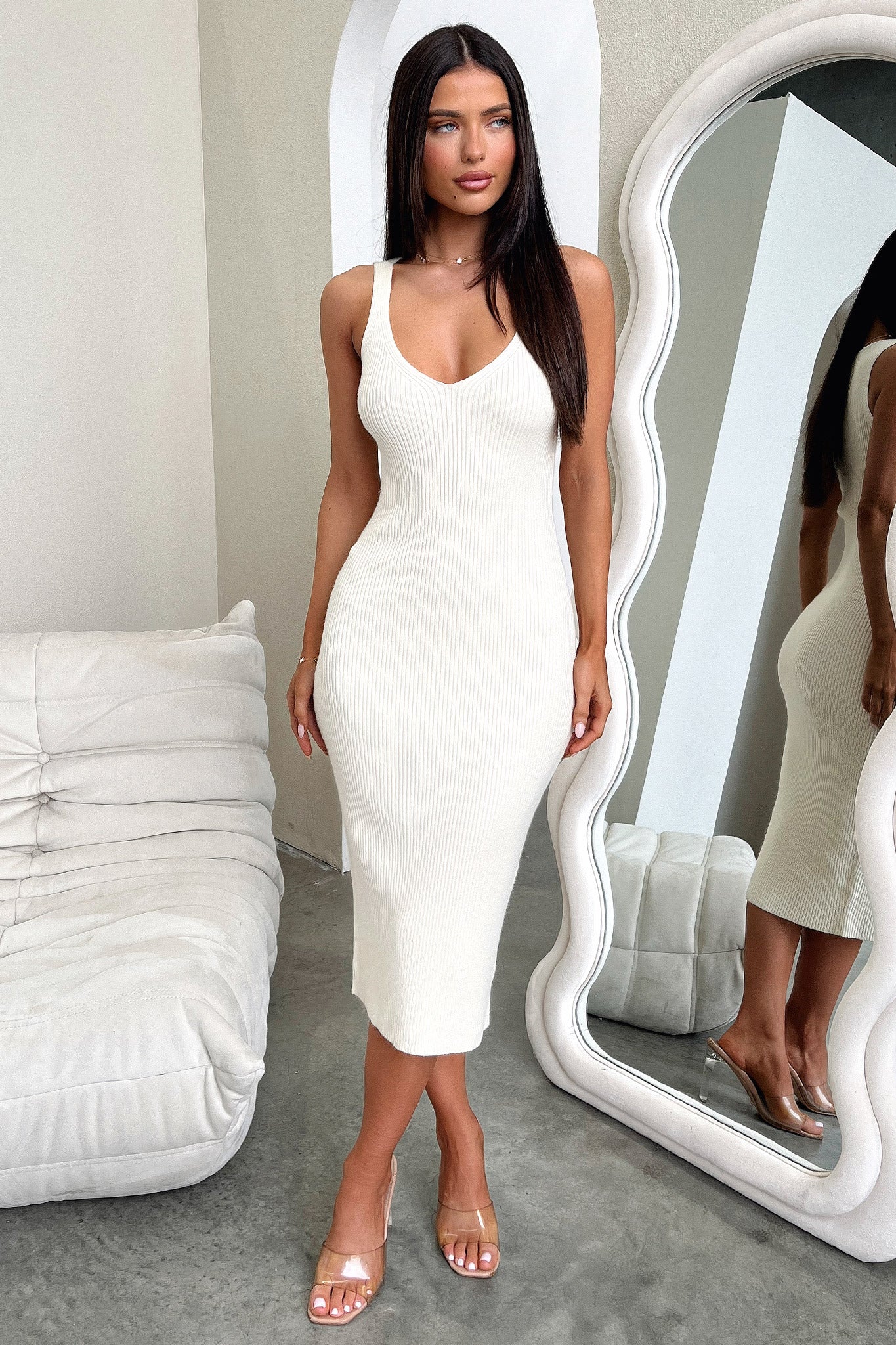 Tamarisa Midi Dress - Beige - XNAUWBI