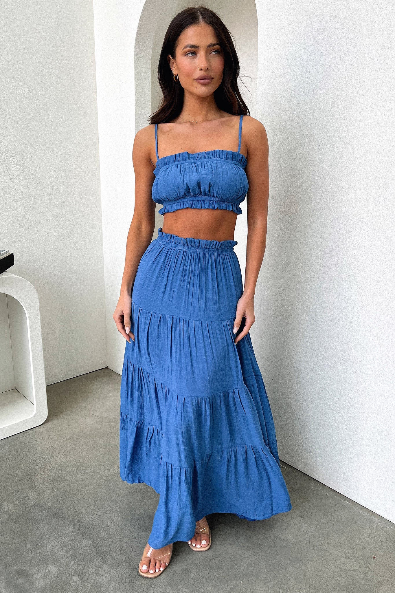 Selina Tiered Maxi Skirt - Royal Blue - XNAUWBI