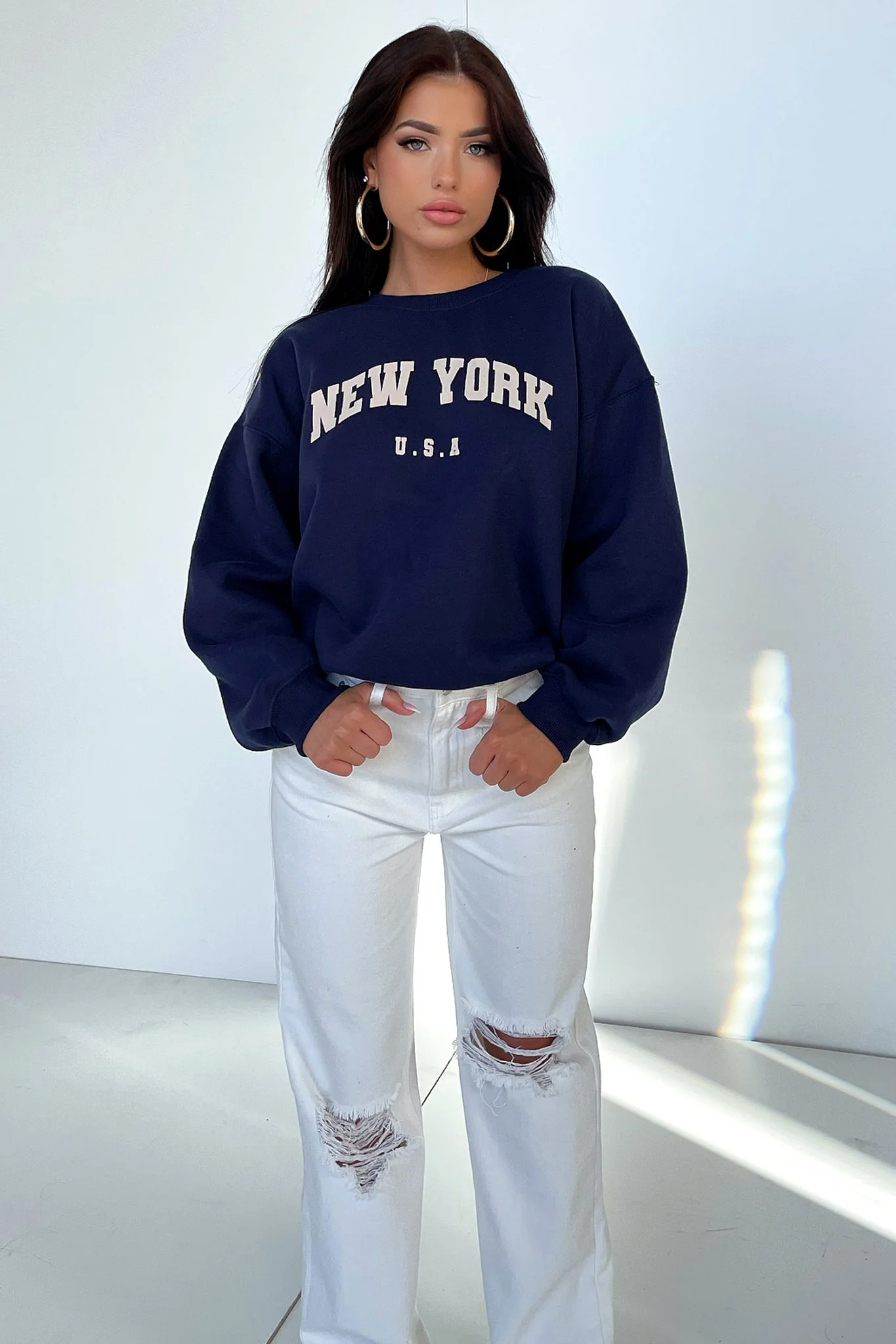 Varski Semi-Wide Leg Jeans - White - XNAUWBI