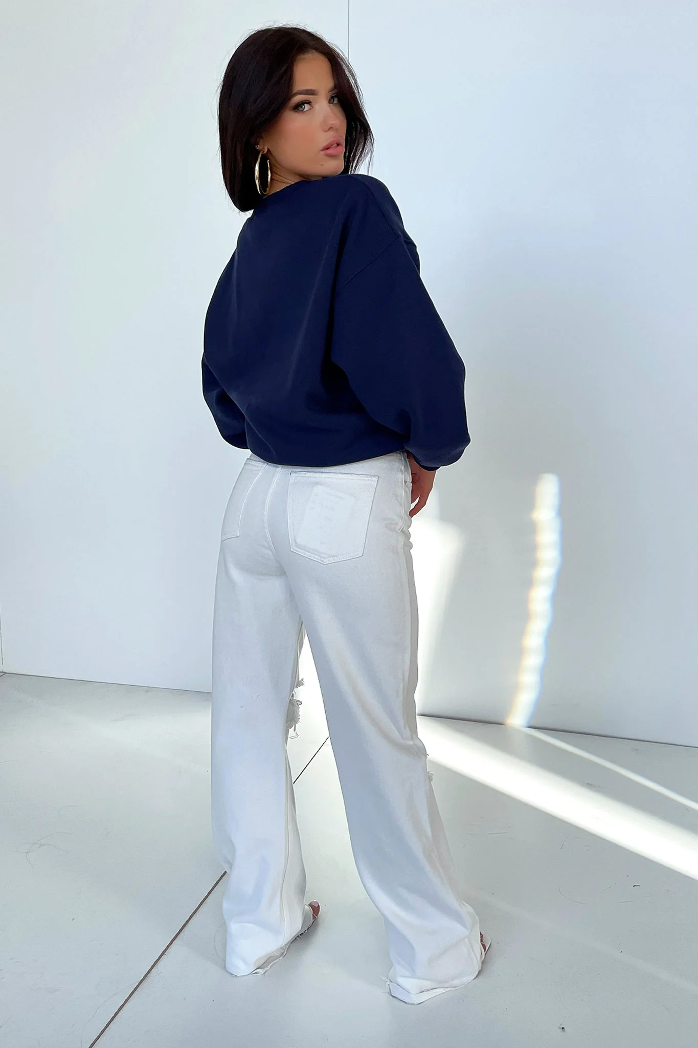 Varski Semi-Wide Leg Jeans - White - XNAUWBI