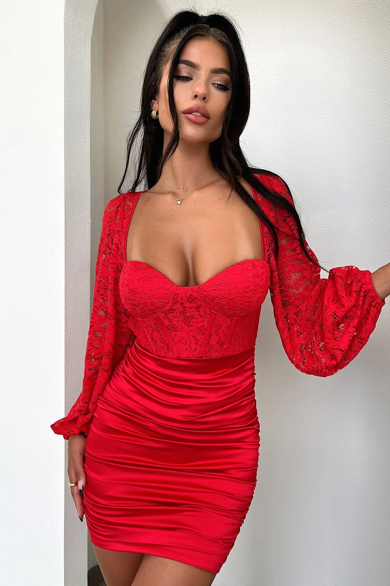 Lirella Mini Dress - Red - XNAUWBI