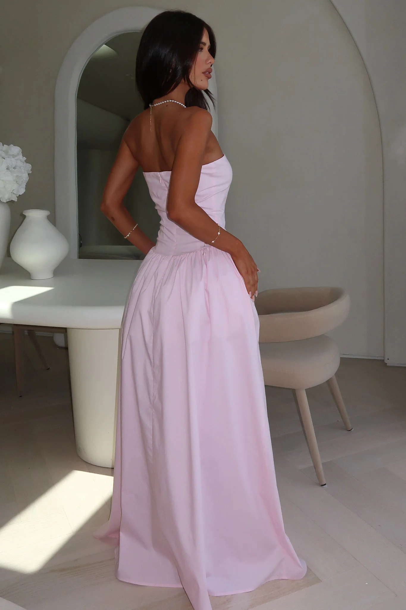 Iridessa Strapless Maxi Dress - Baby Pink - XNAUWBI