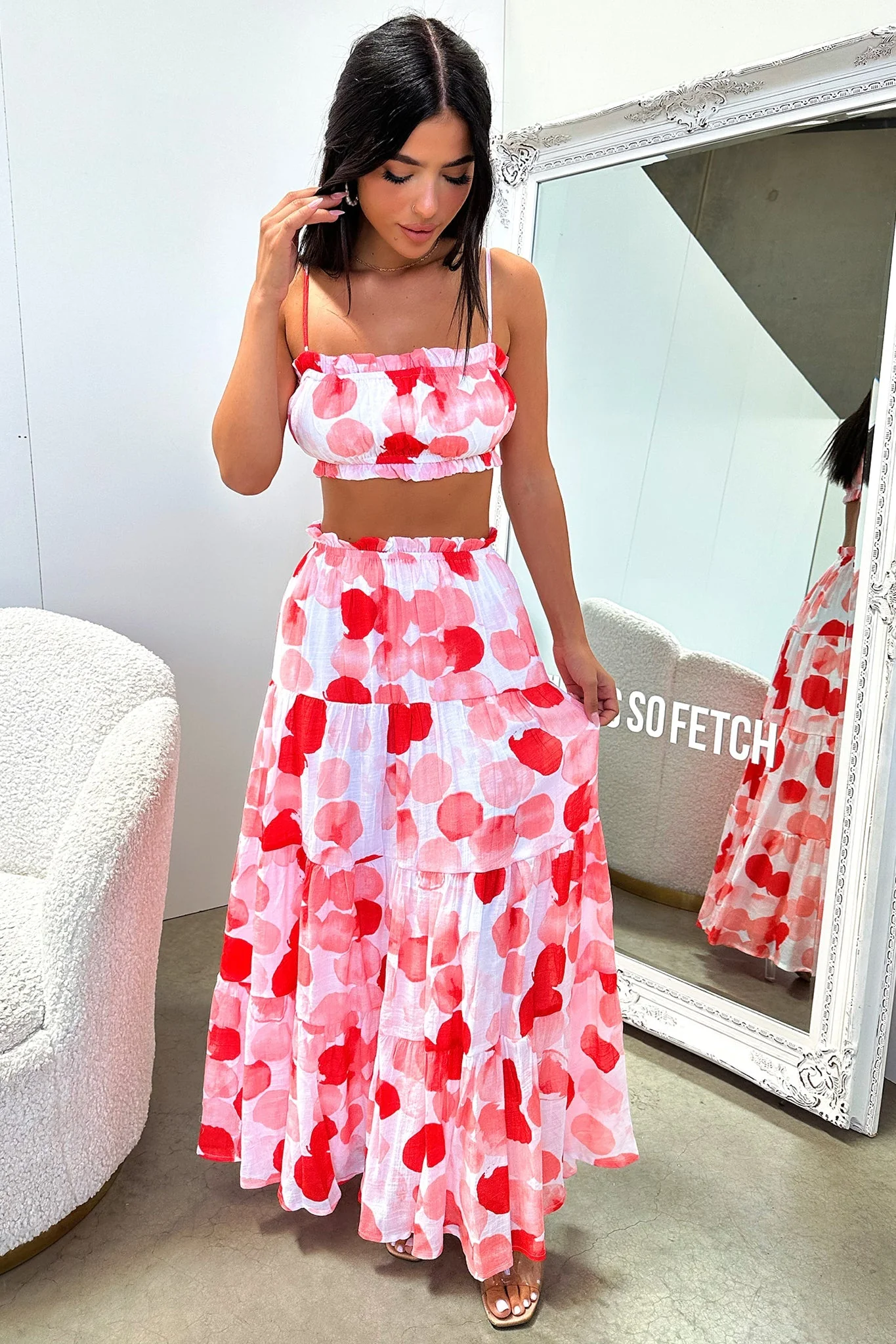 Selina Crop - Red / White Print - XNAUWBI