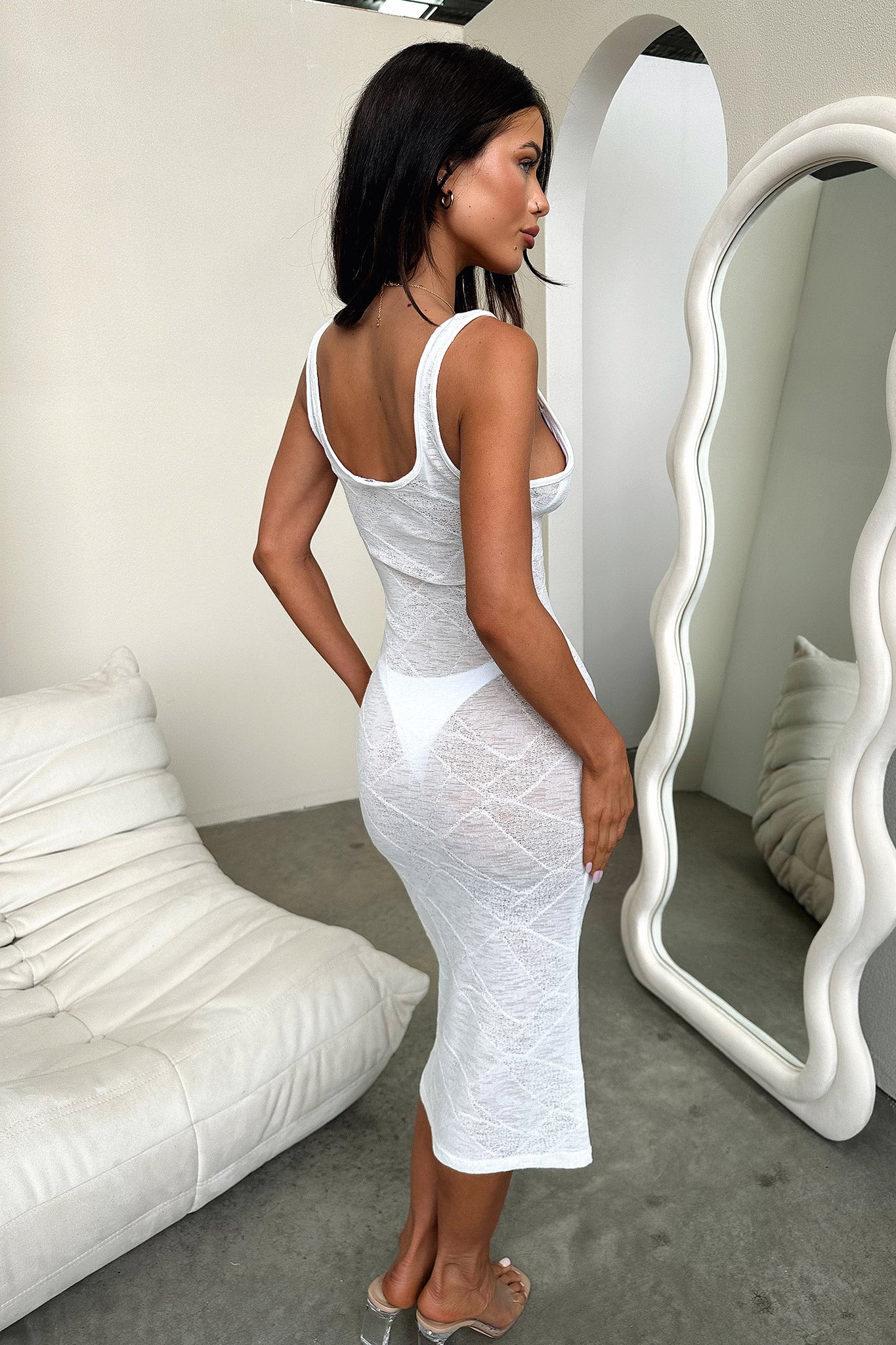 Mallena Midi Dress - White - XNAUWBI