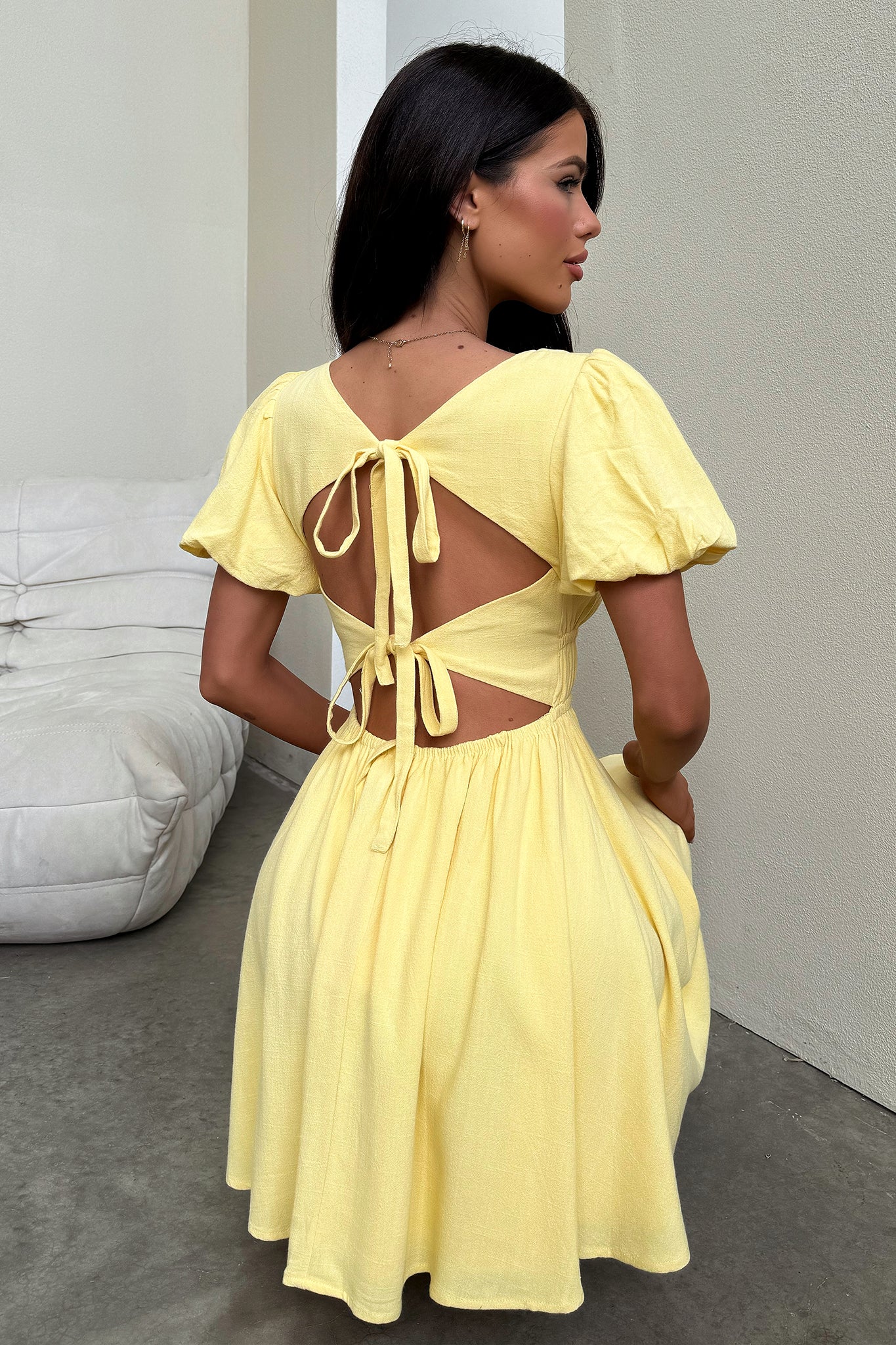 Whitney Dress - Baby Yellow - XNAUWBI