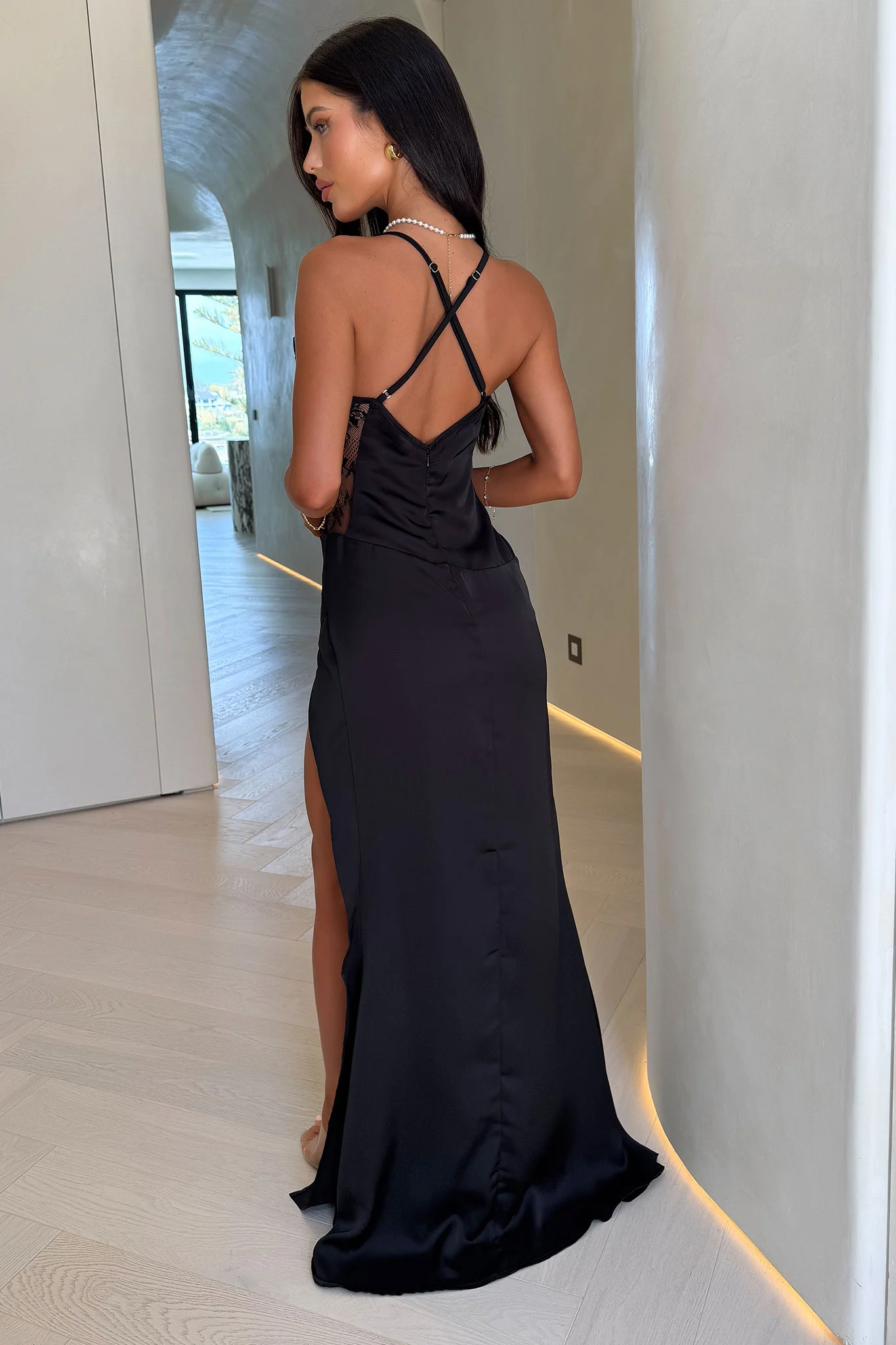 Sonnet Satin Maxi Dress - Black - XNAUWBI