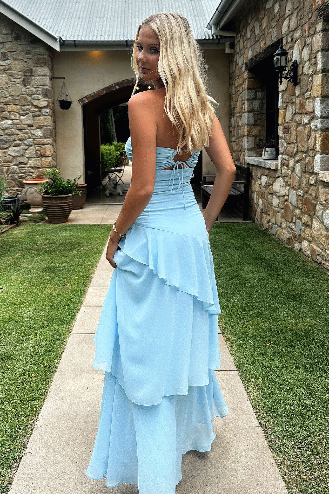 Gretta Strapless Maxi Dress - Blue - XNAUWBI