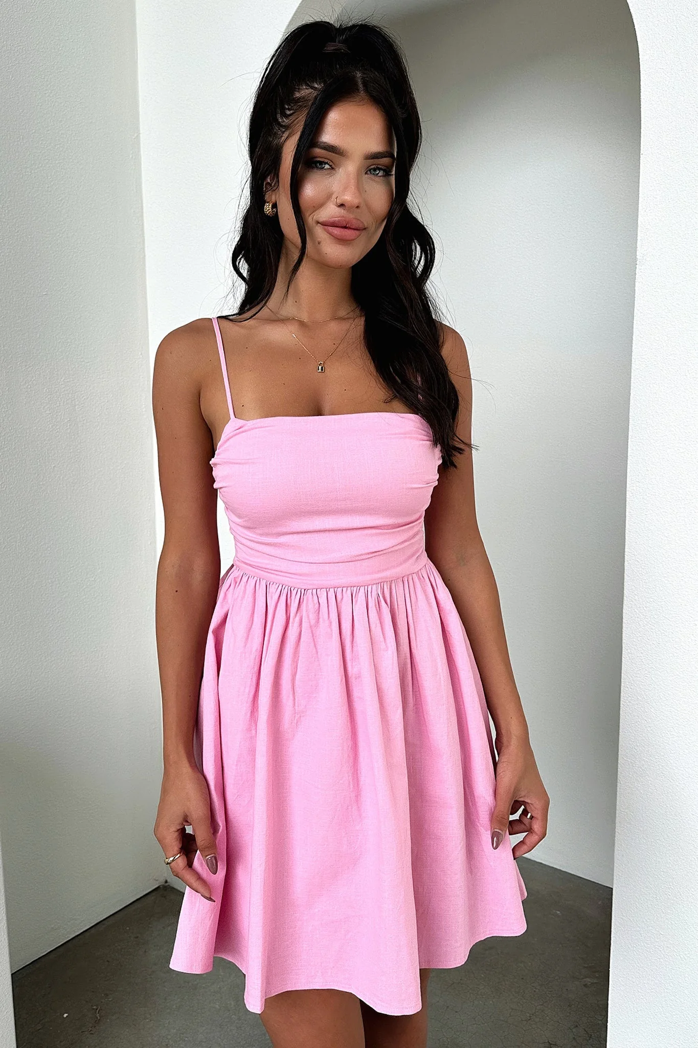 Miley Mini Dress - Pink - XNAUWBI