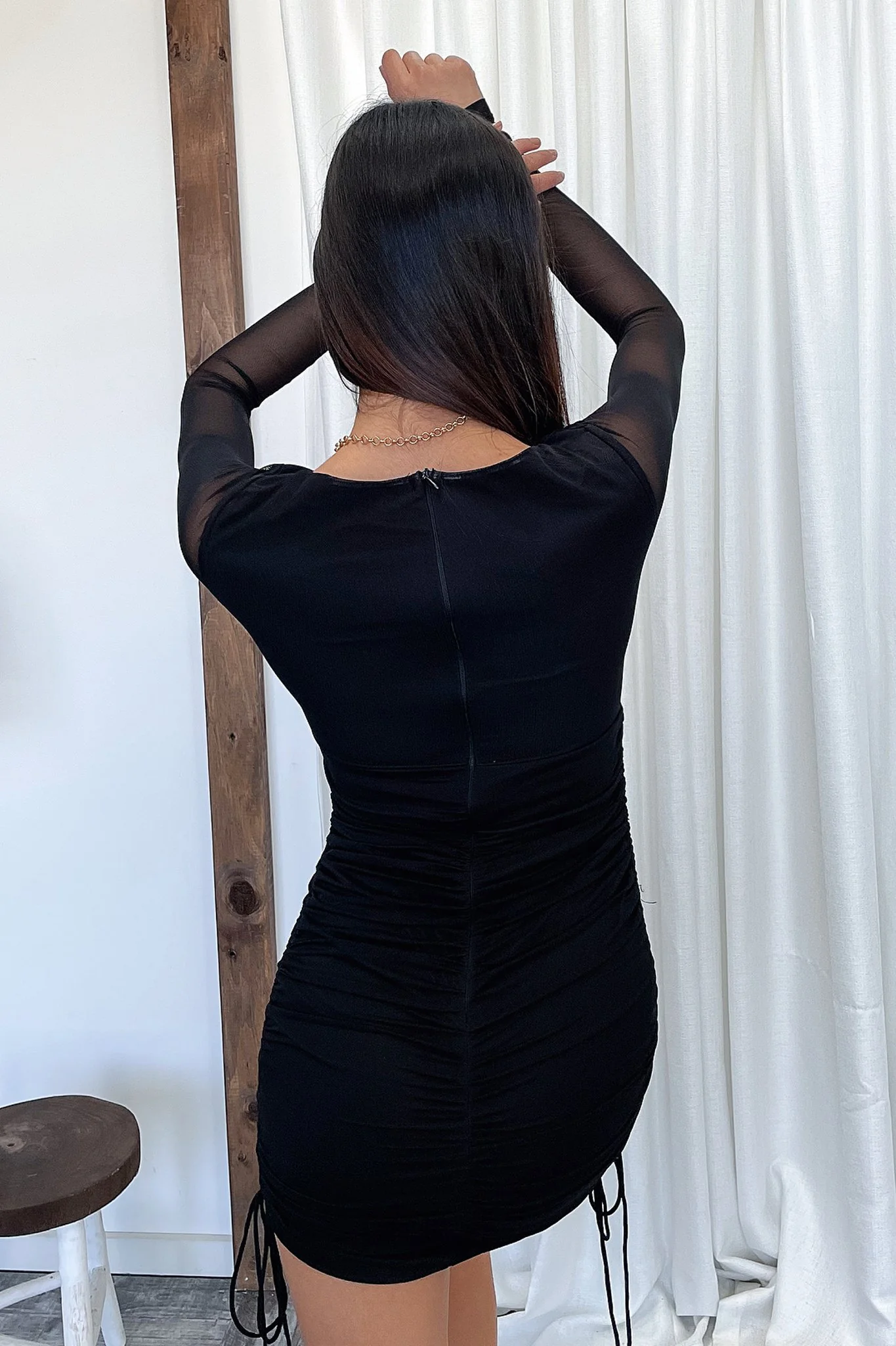 Cindus Long Sleeve Dress - Black - XNAUWBI