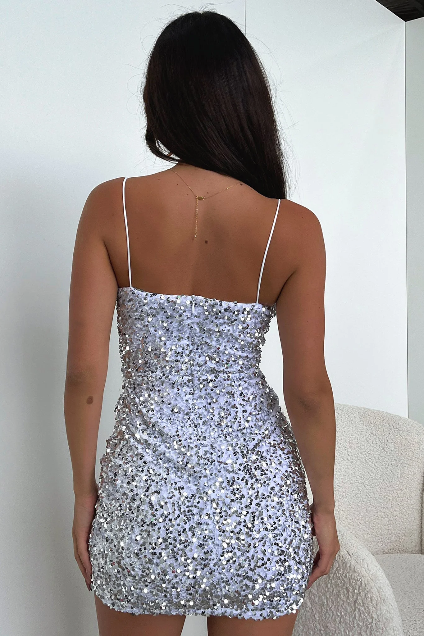 Miranda Dress - Silver Sequin - XNAUWBI
