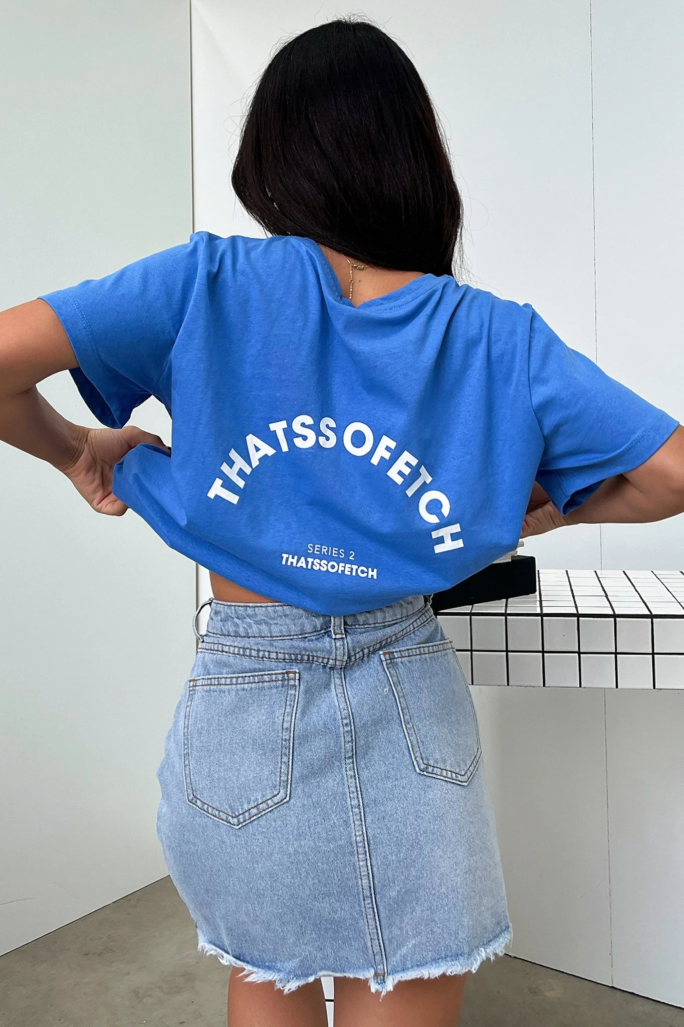 Henley Denim Skirt - Blue Denim - XNAUWBI