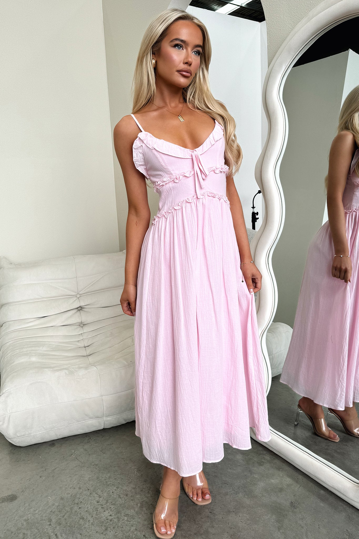 Nicola Midi Dress - Baby Pink - XNAUWBI