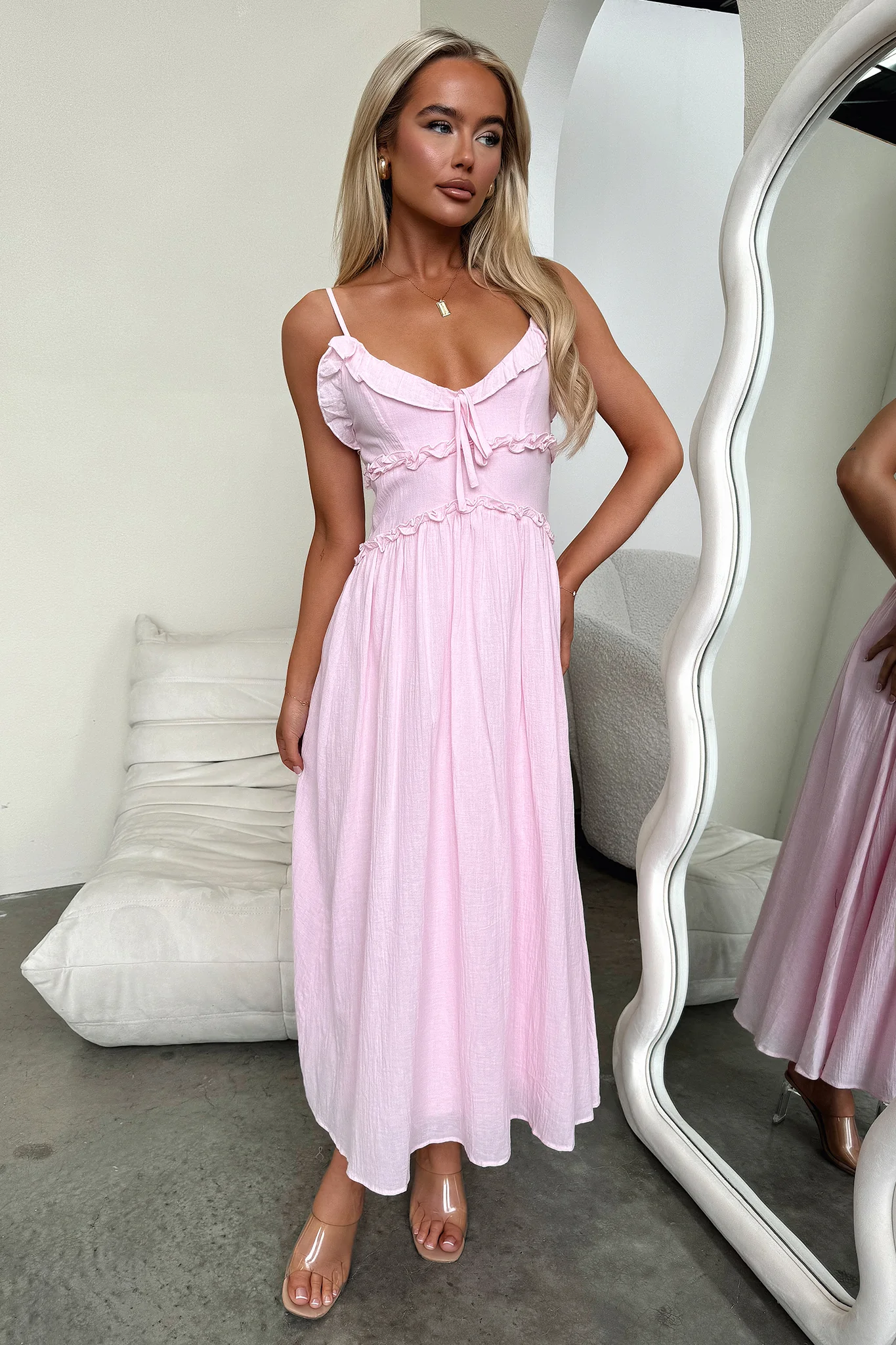 Nicola Midi Dress - Baby Pink - XNAUWBI