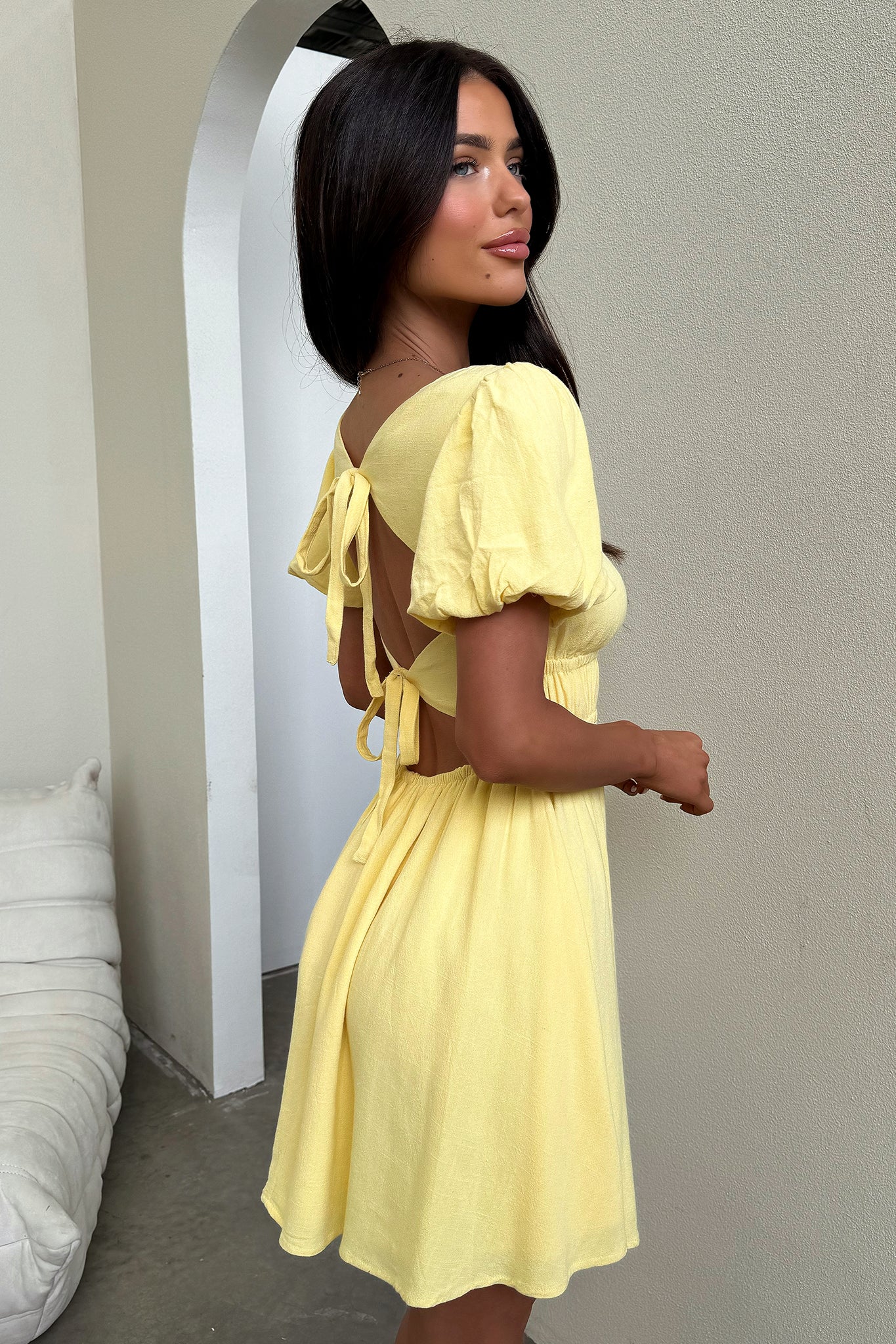 Whitney Dress - Baby Yellow - XNAUWBI
