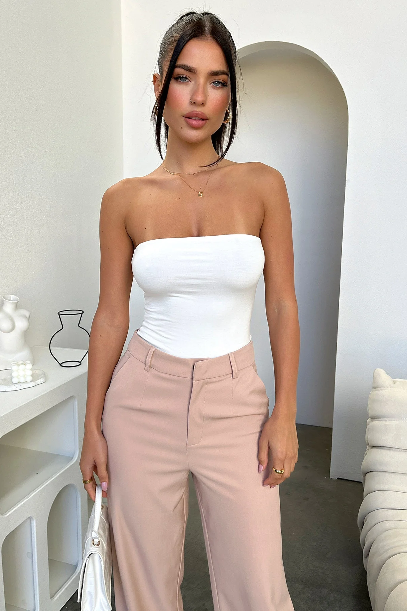 Alaric High Rise Pants - Beige - XNAUWBI