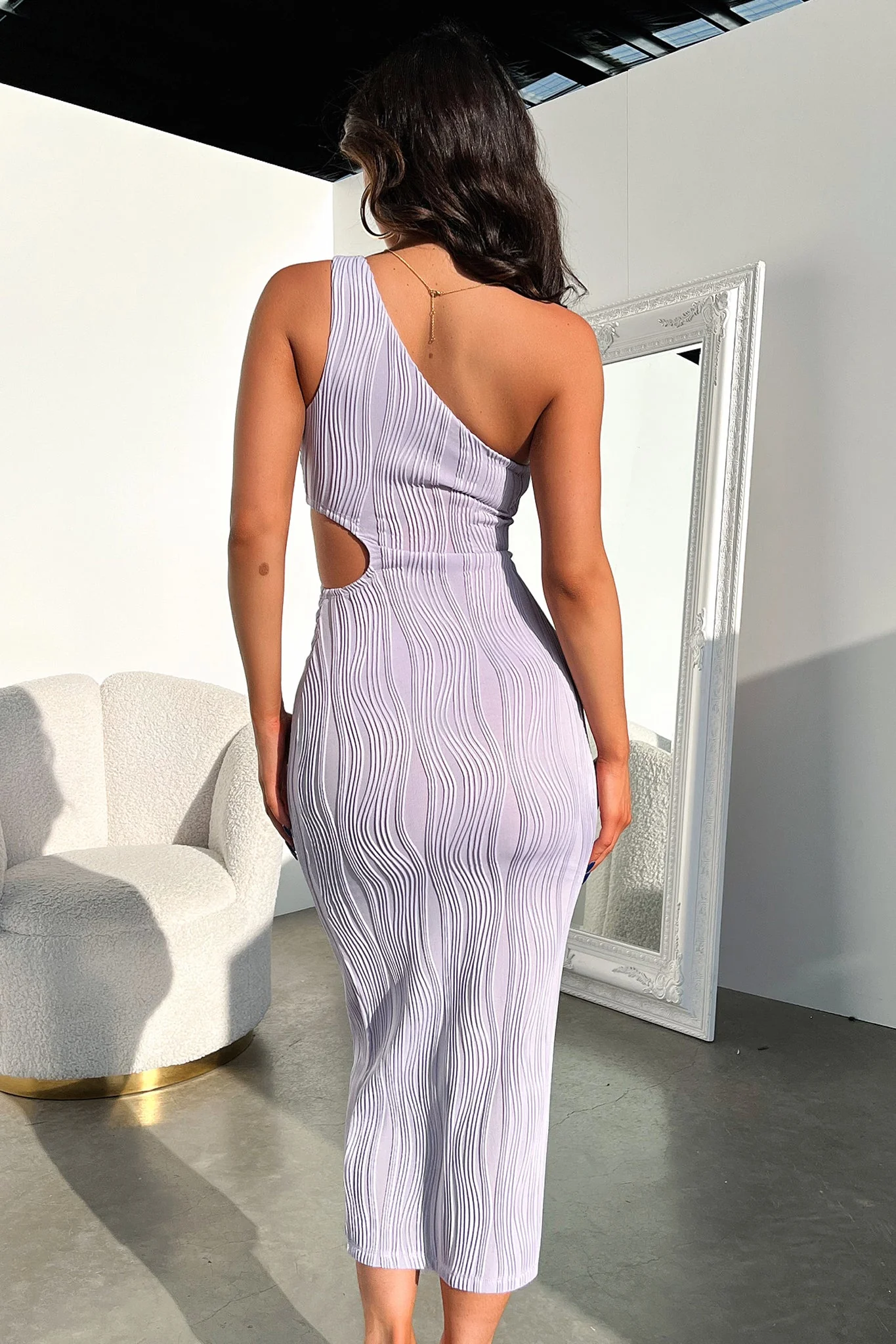 Trami One Shoulder Midi Dress - Lilac - XNAUWBI
