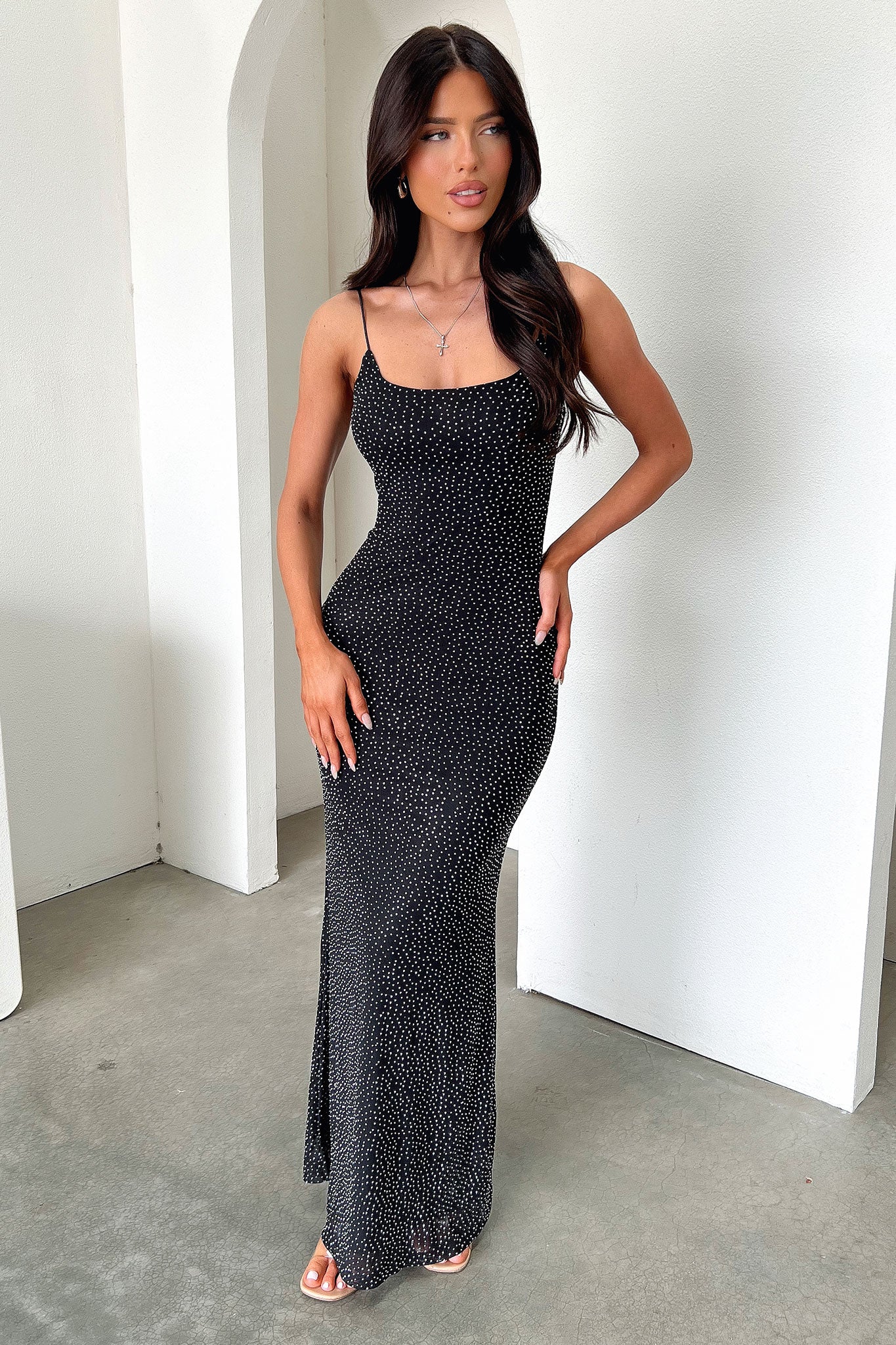 Nalani Embellished Maxi Dress - Black - XNAUWBI