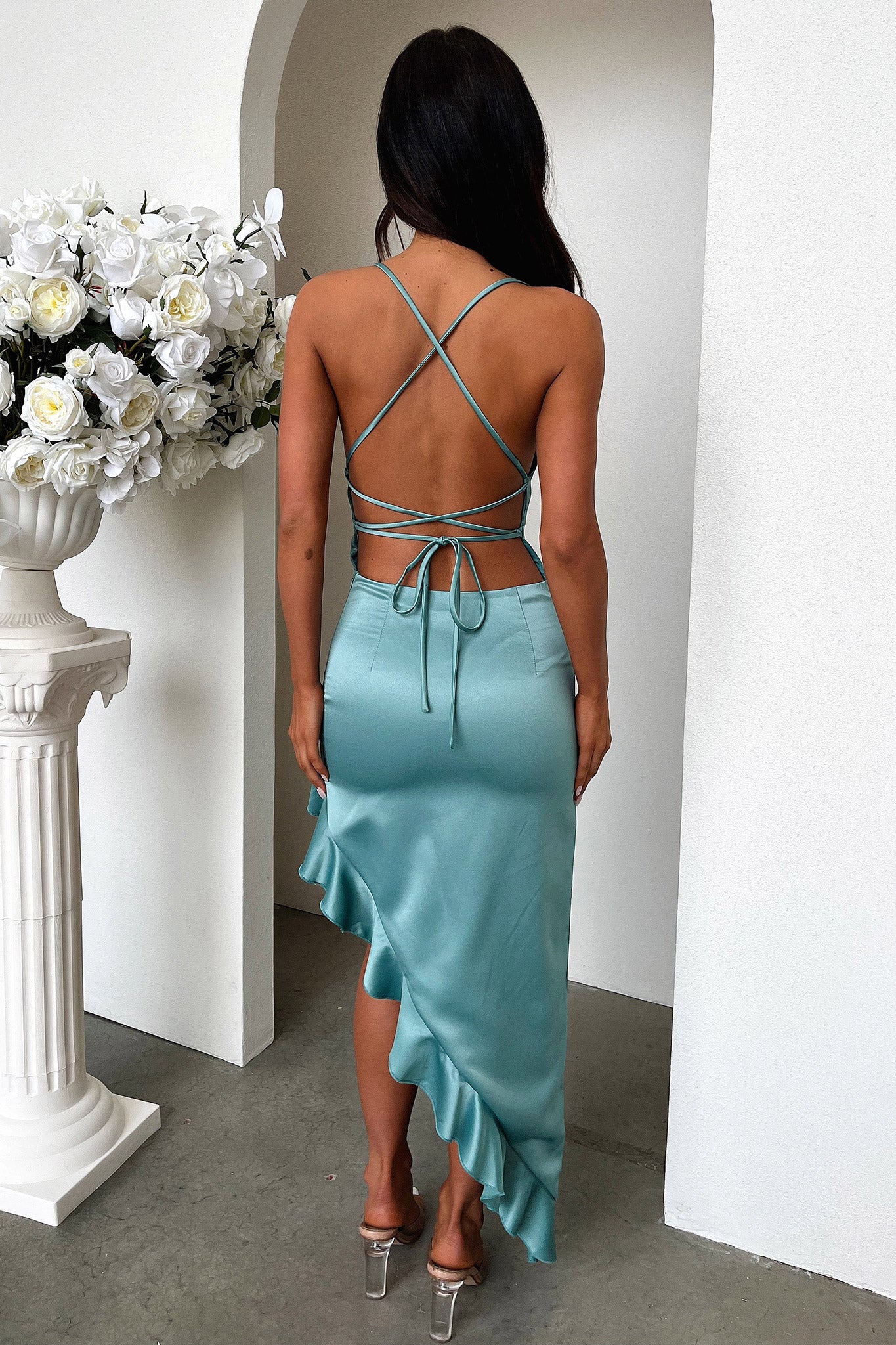 Viola Midi Dress - Teal - XNAUWBI